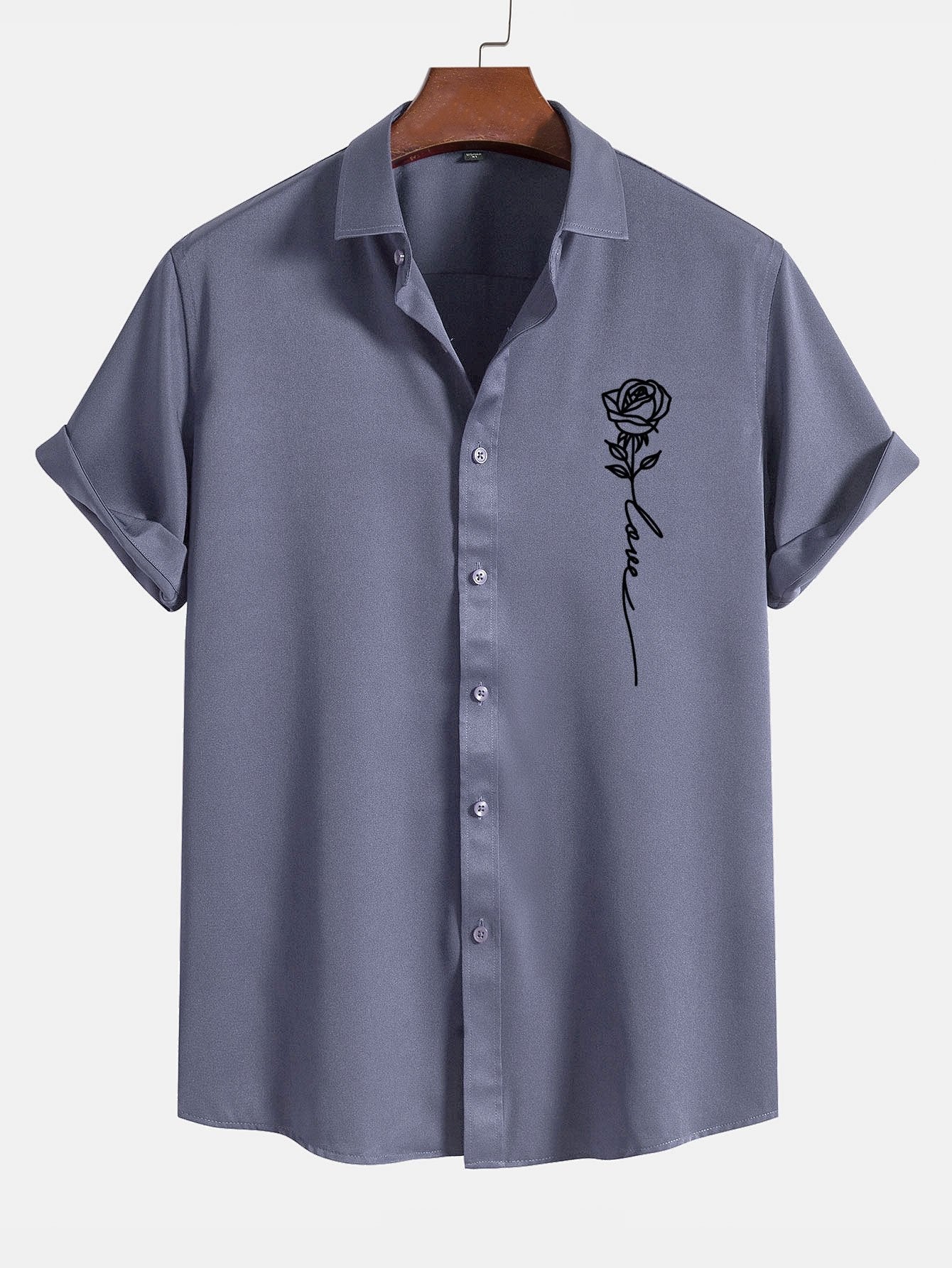 Antonello® | Rose Love Print Button Up Shirt - Image 7