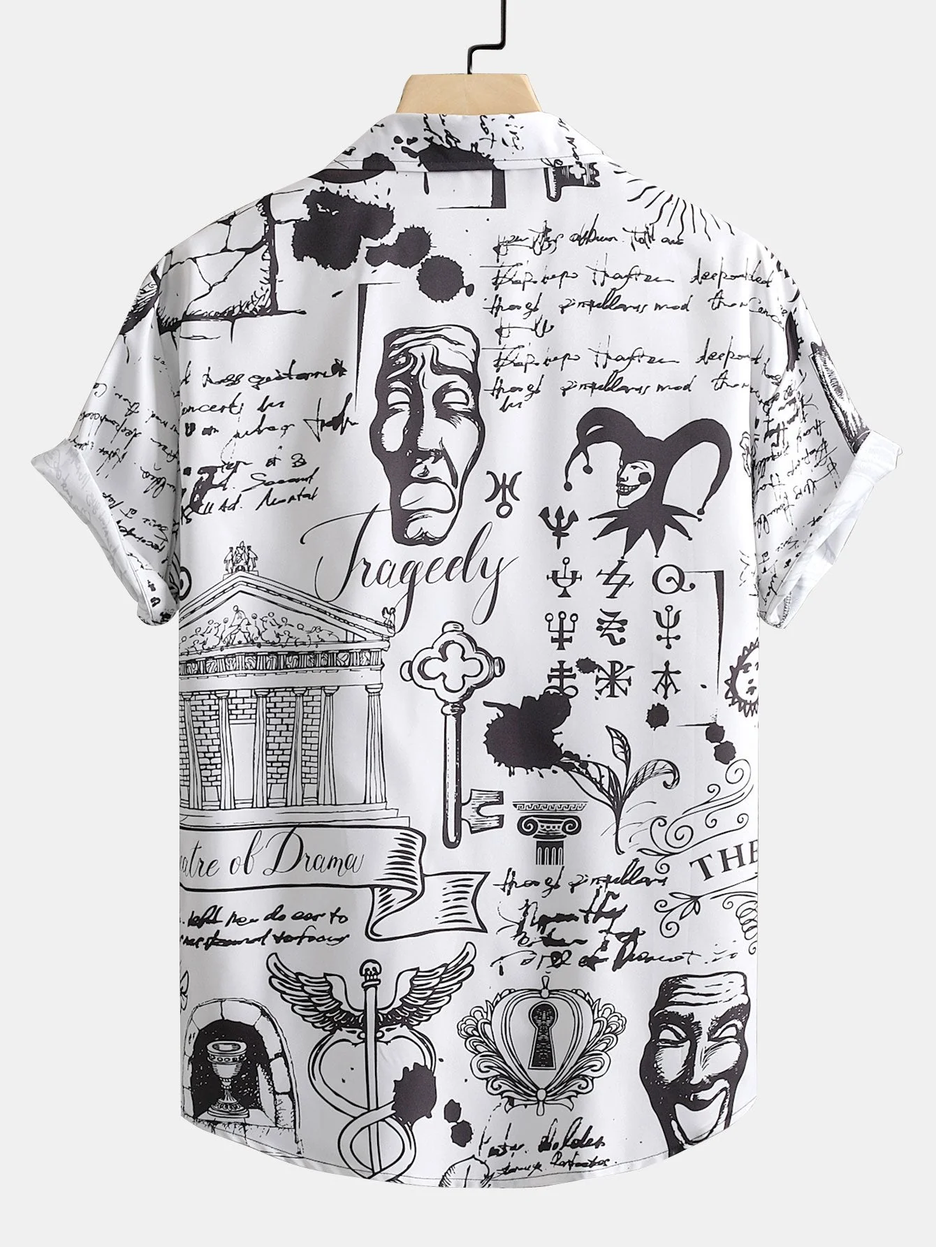 Antonino® | Skull Text Print Button Up Shirt - Image 2