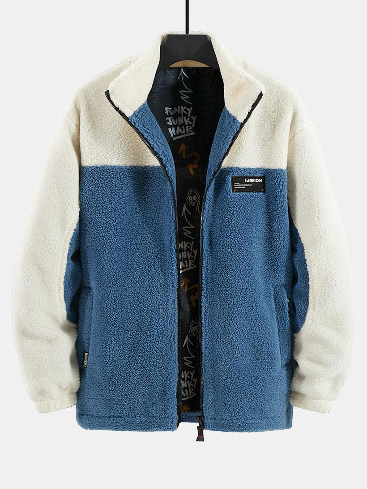 Antonio | Teddy Fleece Patchwork Zip Up Jacket - Image 6