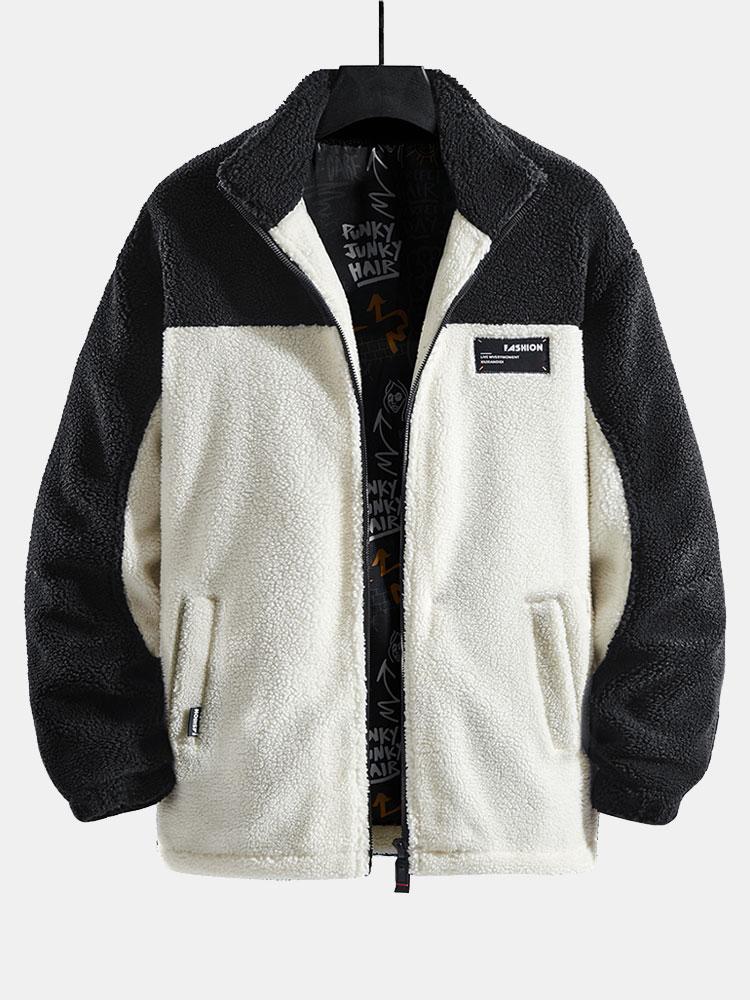 Antonio | Teddy Fleece Patchwork Zip Up Jacket - Image 7