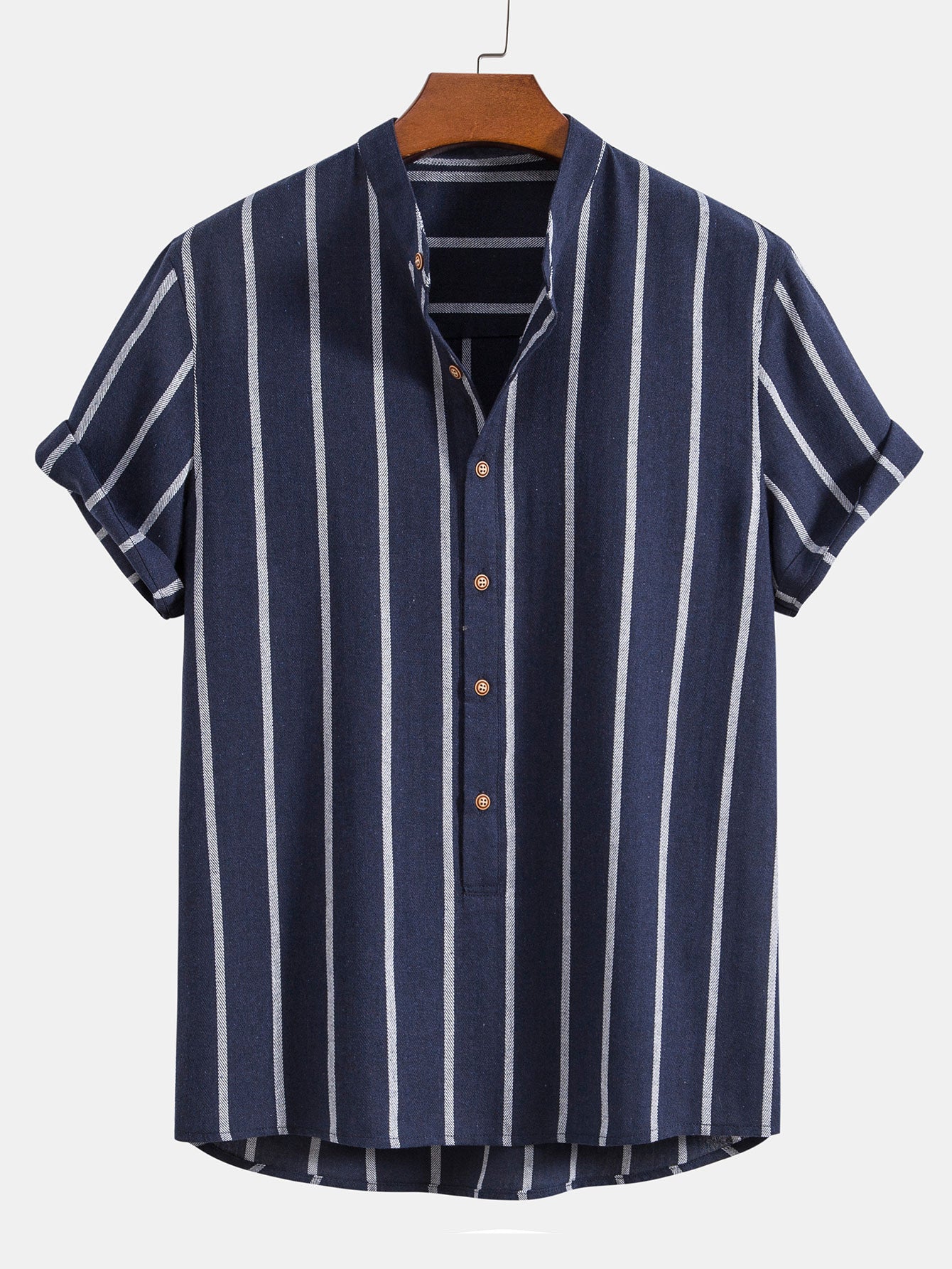 Antton® | Stripes Cotton Henley Shirts - Image 2