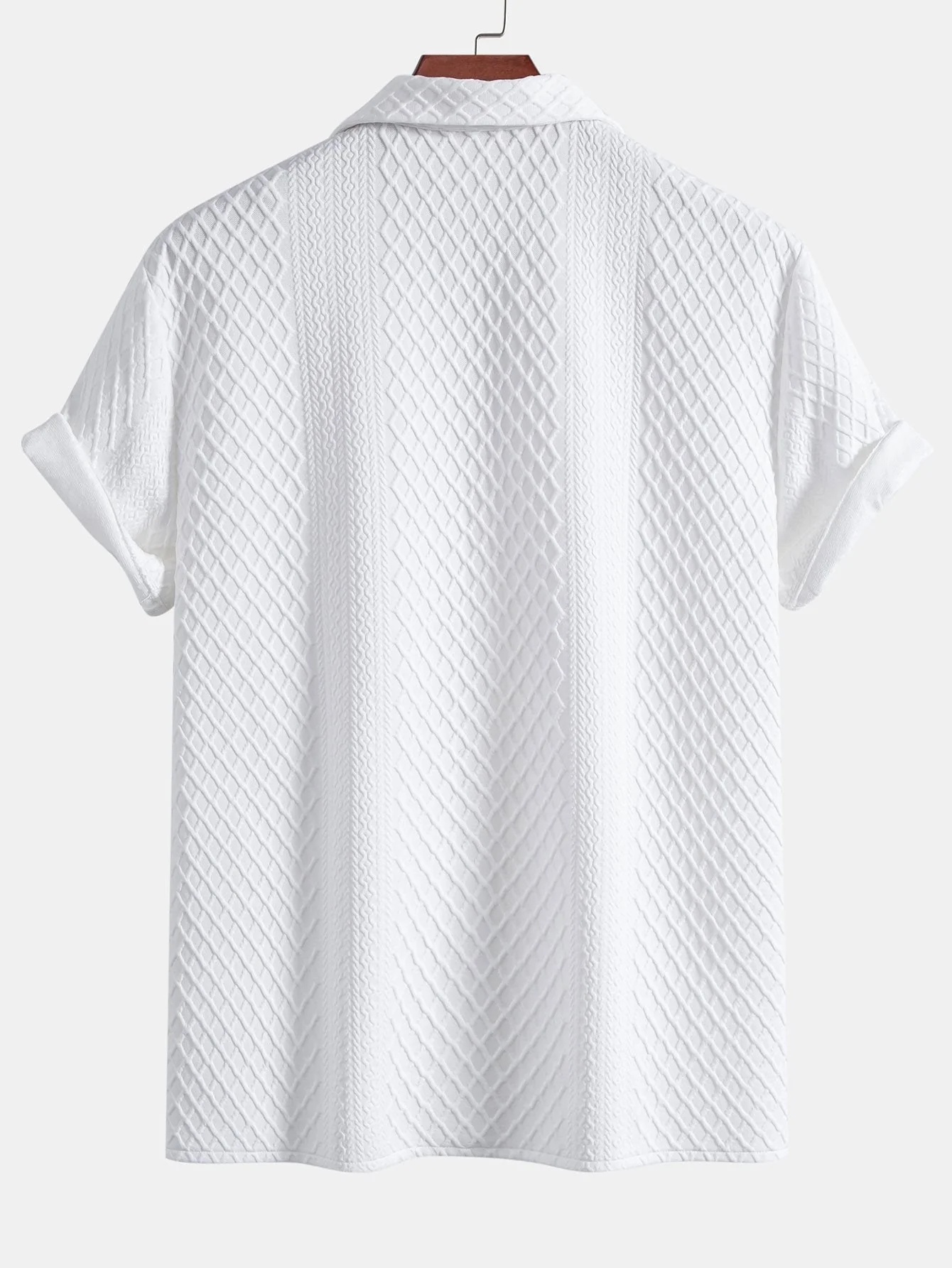 Apolinar® | Rhombus Geometric Jacquard Textured Cuban Shirt - Image 2