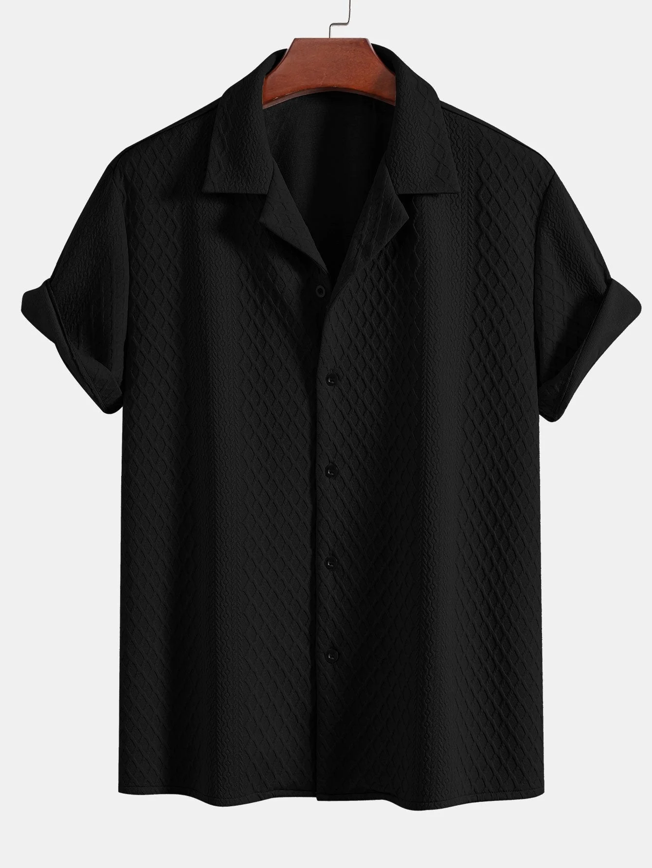 Apolinar® | Rhombus Geometric Jacquard Textured Cuban Shirt - Image 3
