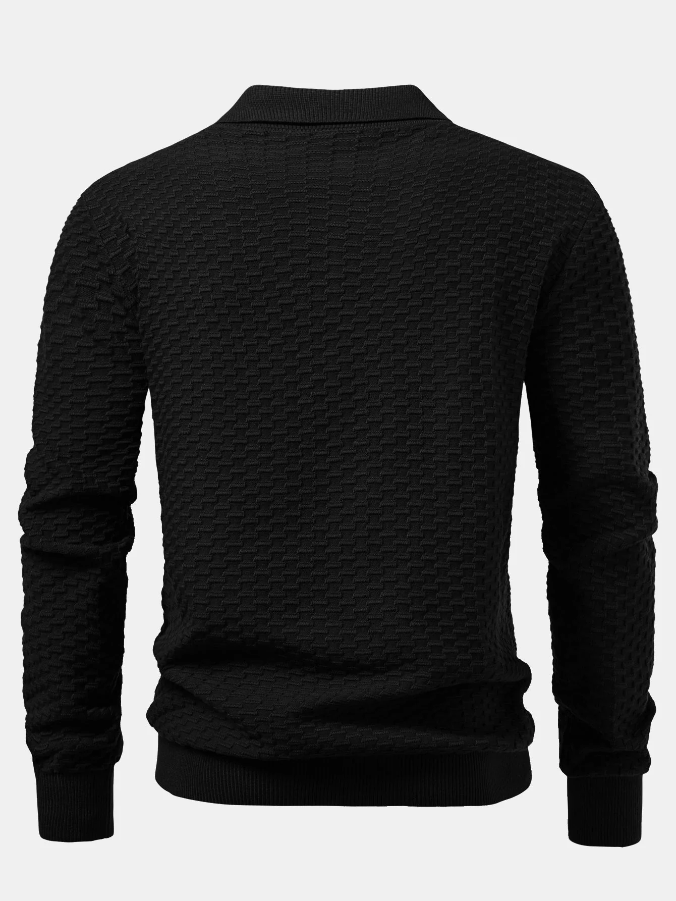 Aquilino® | Long Sleeve Textured Knit  Polo Shirt - Image 10