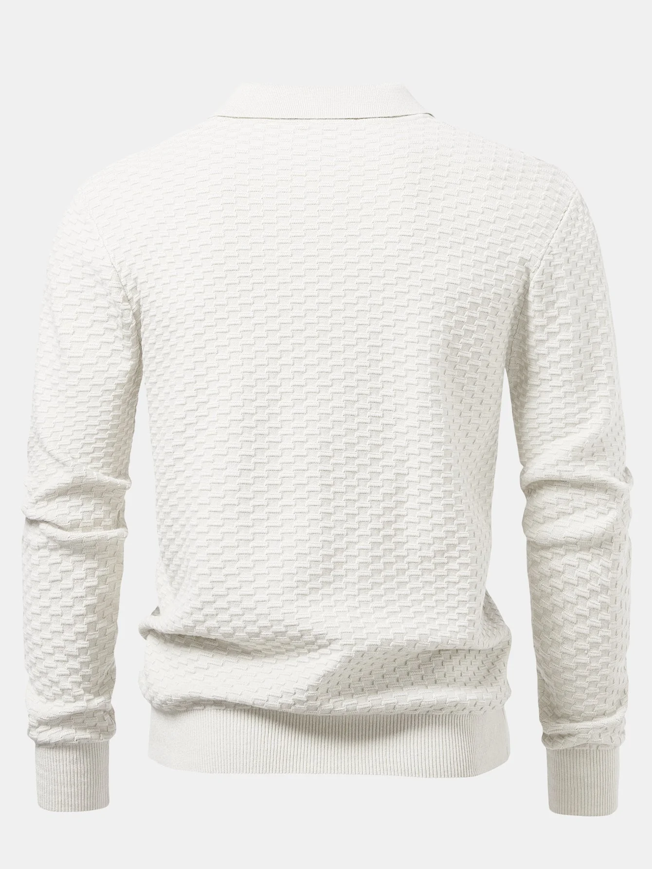 Aquilino® | Long Sleeve Textured Knit  Polo Shirt - Image 12