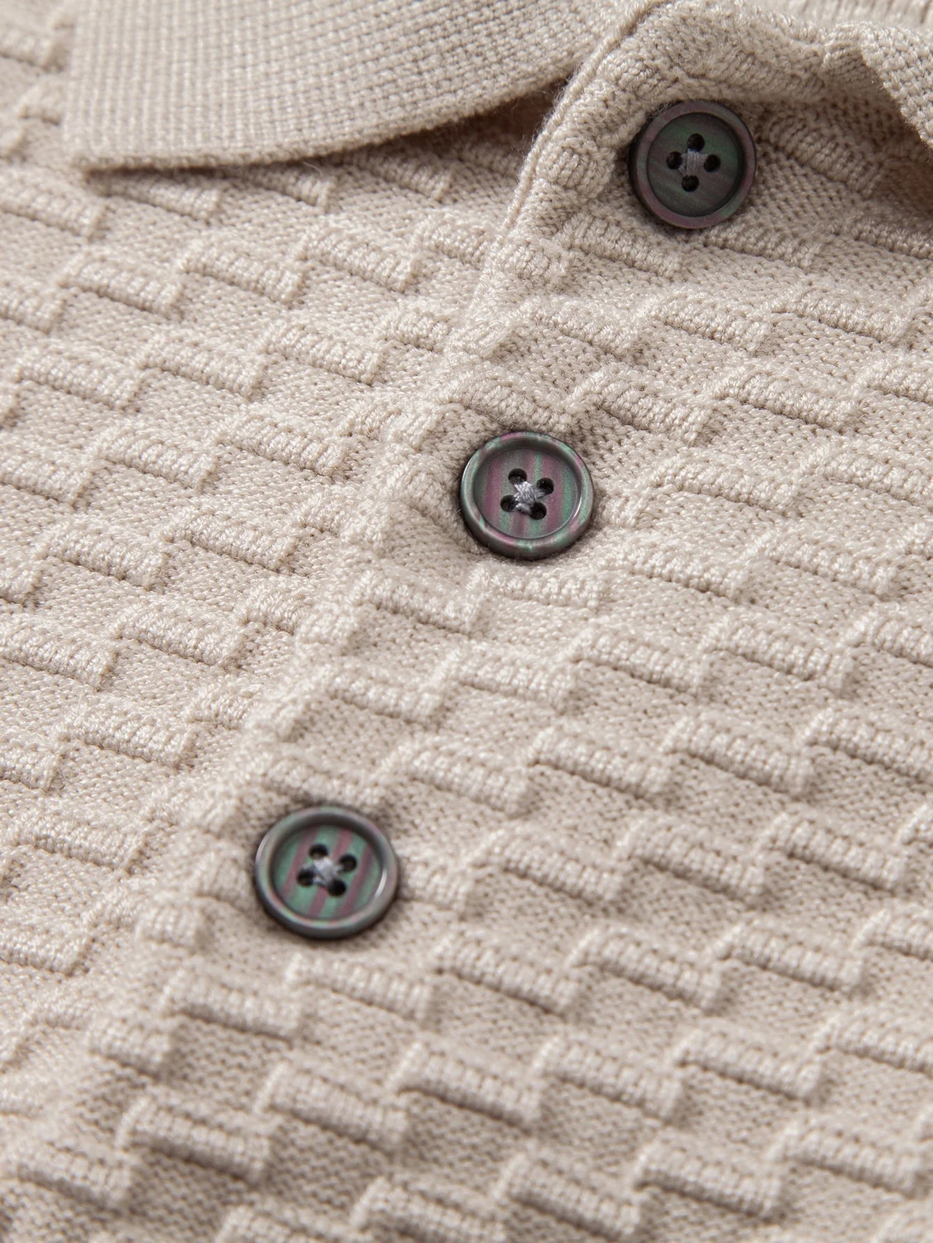 Aquilino® | Long Sleeve Textured Knit  Polo Shirt - Image 2