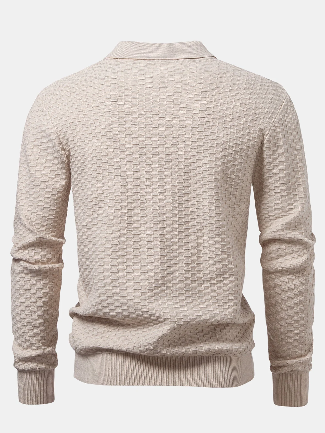 Aquilino® | Long Sleeve Textured Knit  Polo Shirt - Image 6