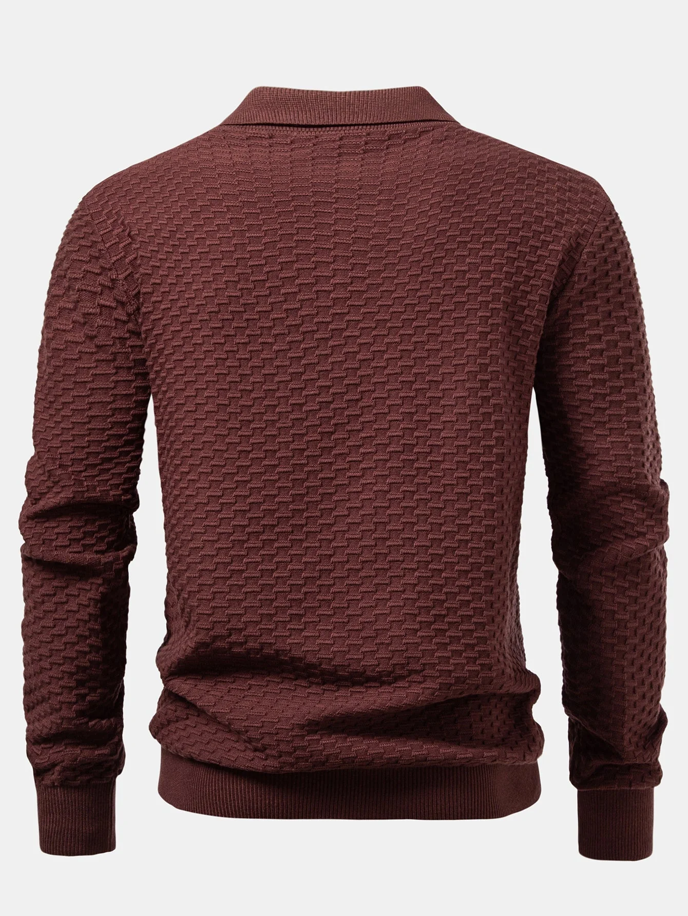 Aquilino® | Long Sleeve Textured Knit  Polo Shirt - Image 8
