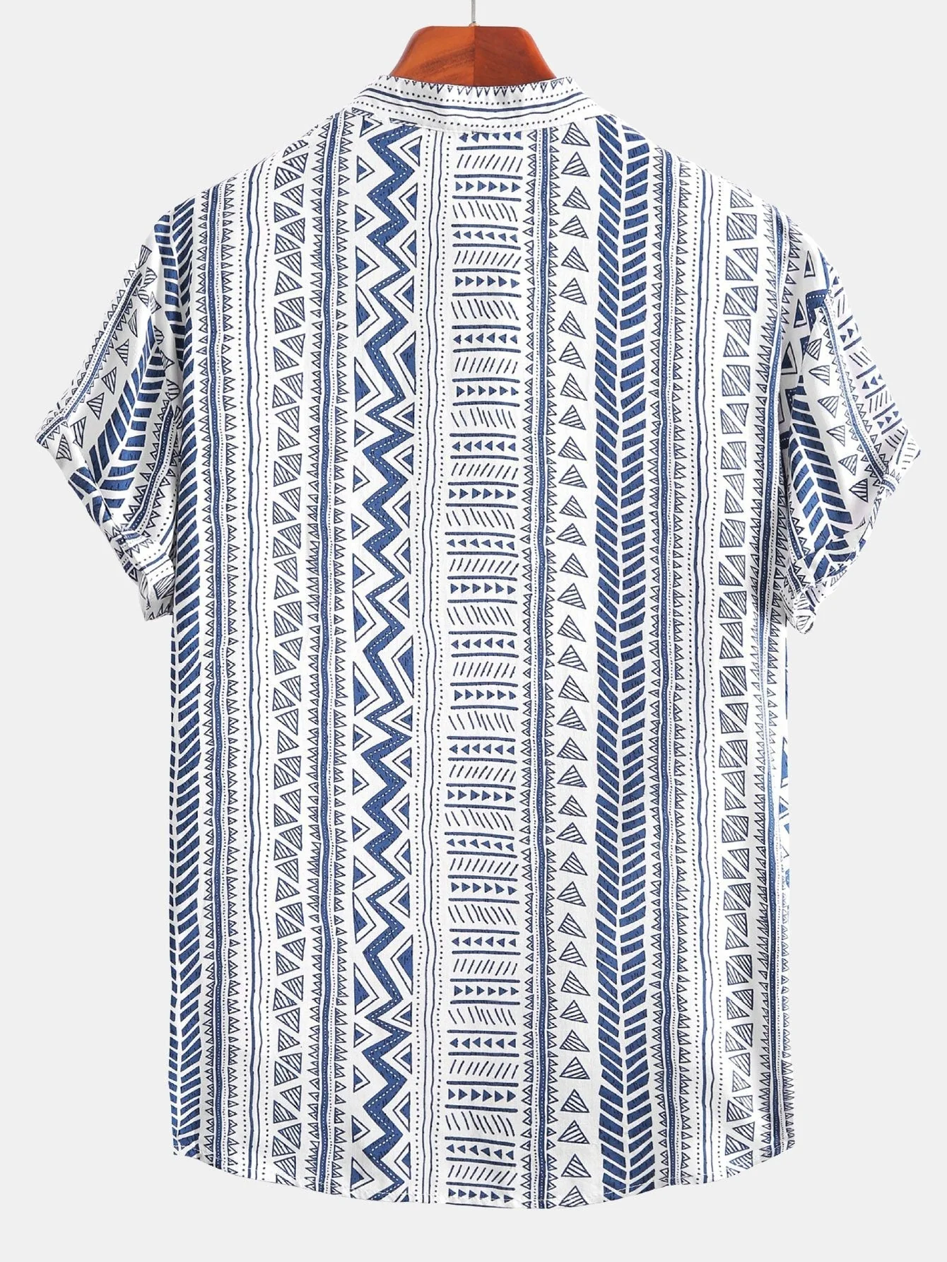 Aram® | Tribal Geometric Print Half Placket Henley Collar Shirt - Image 4