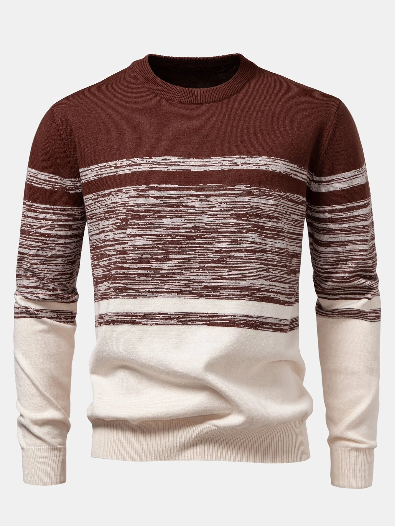 Aran® | Horizontal Stripe Pattern Crew Neck Sweater - Image 7