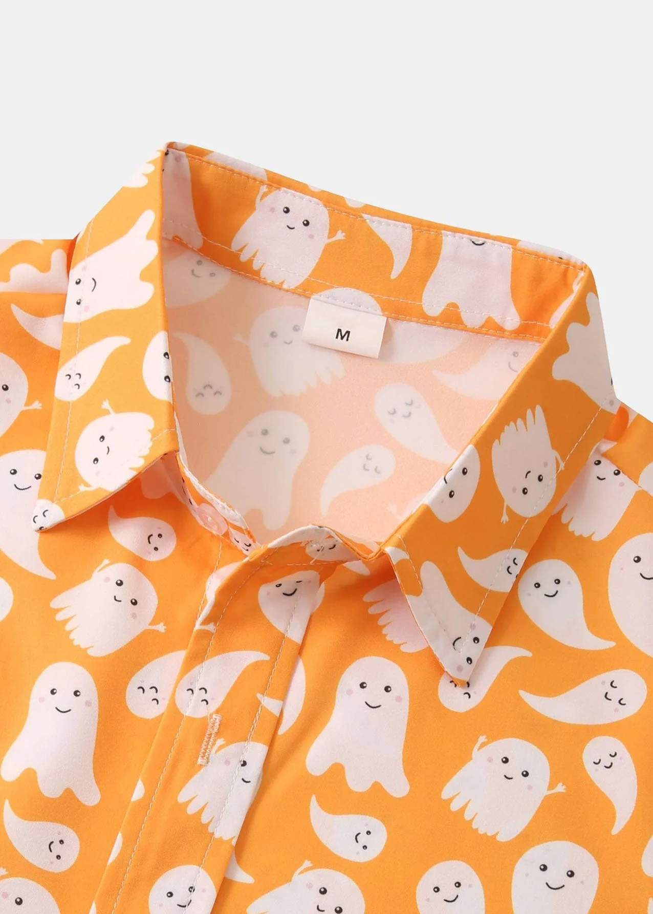 Aras® | Halloween Ghost Print Button Up Shirt - Image 3