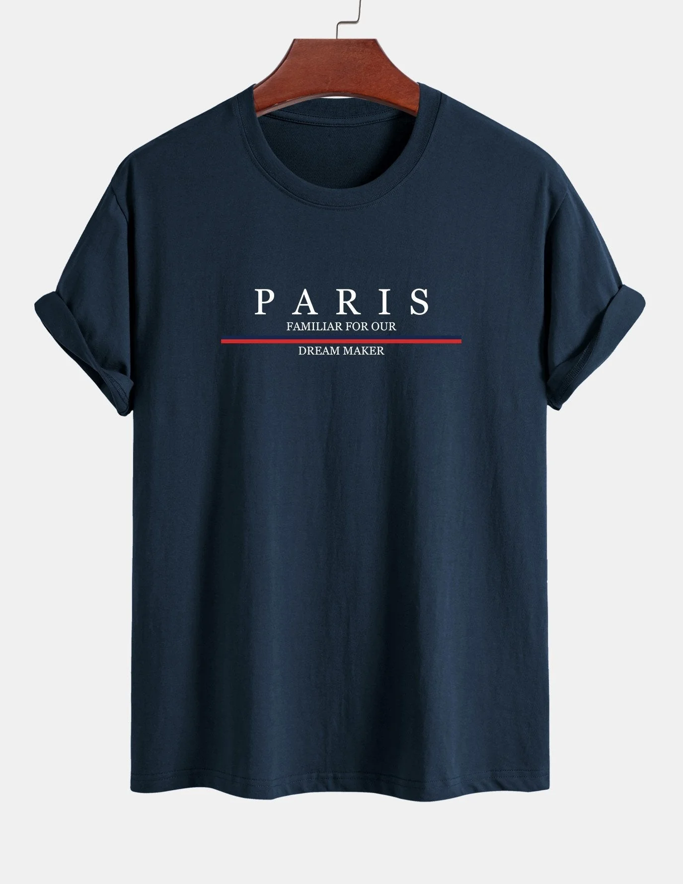 Arcadio® | Stripe Paris Slogan Print Cotton T-Shirt - Image 10