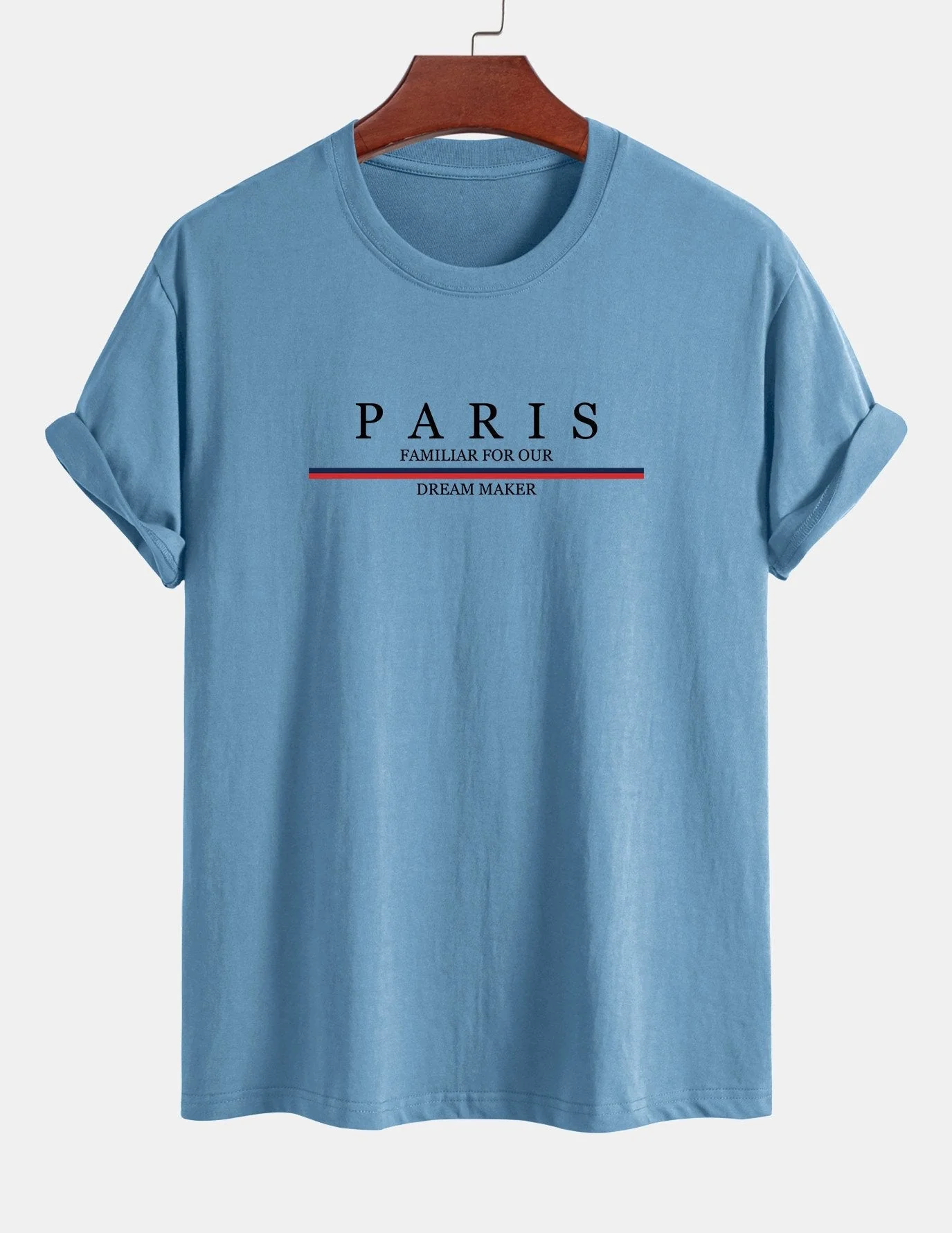 Arcadio® | Stripe Paris Slogan Print Cotton T-Shirt - Image 11