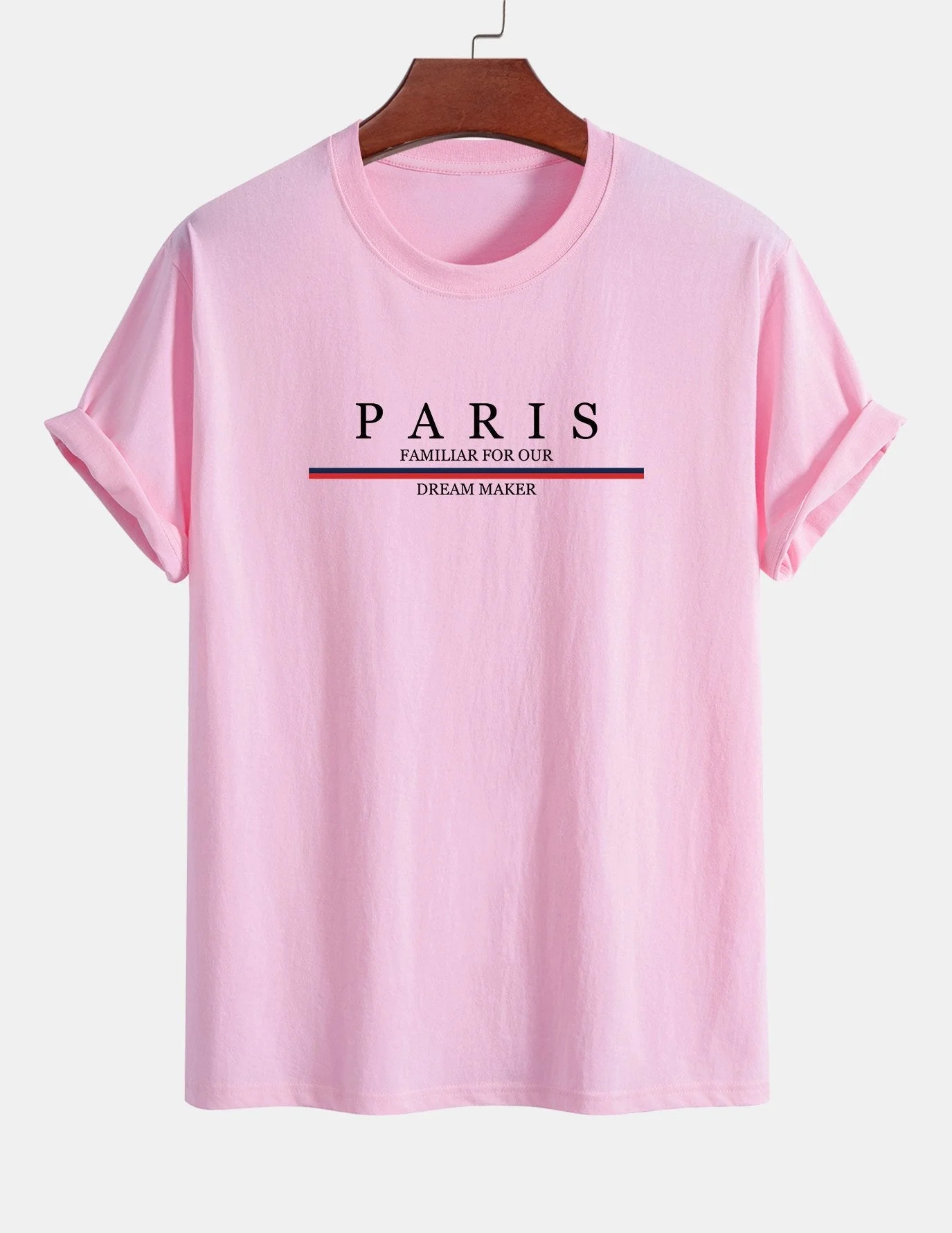 Arcadio® | Stripe Paris Slogan Print Cotton T-Shirt - Image 12