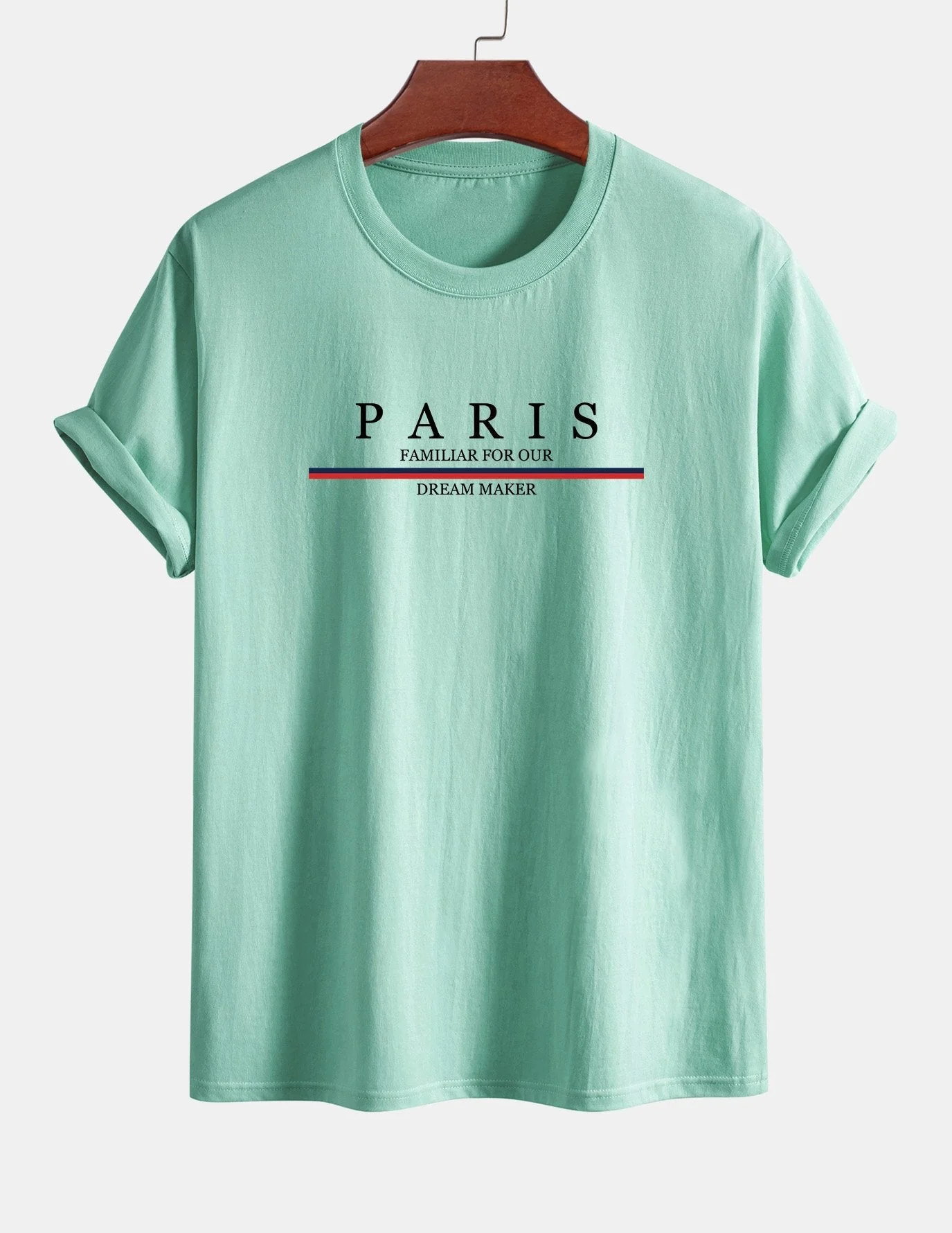 Arcadio® | Stripe Paris Slogan Print Cotton T-Shirt - Image 14