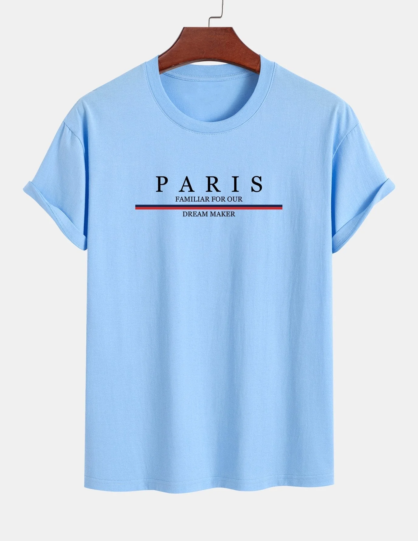 Arcadio® | Stripe Paris Slogan Print Cotton T-Shirt - Image 15