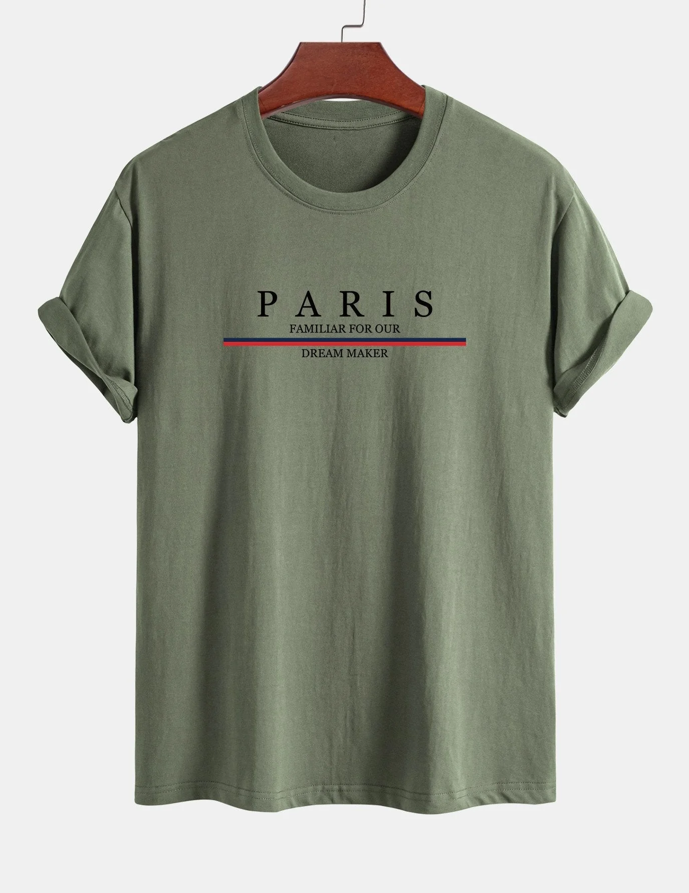 Arcadio® | Stripe Paris Slogan Print Cotton T-Shirt - Image 16