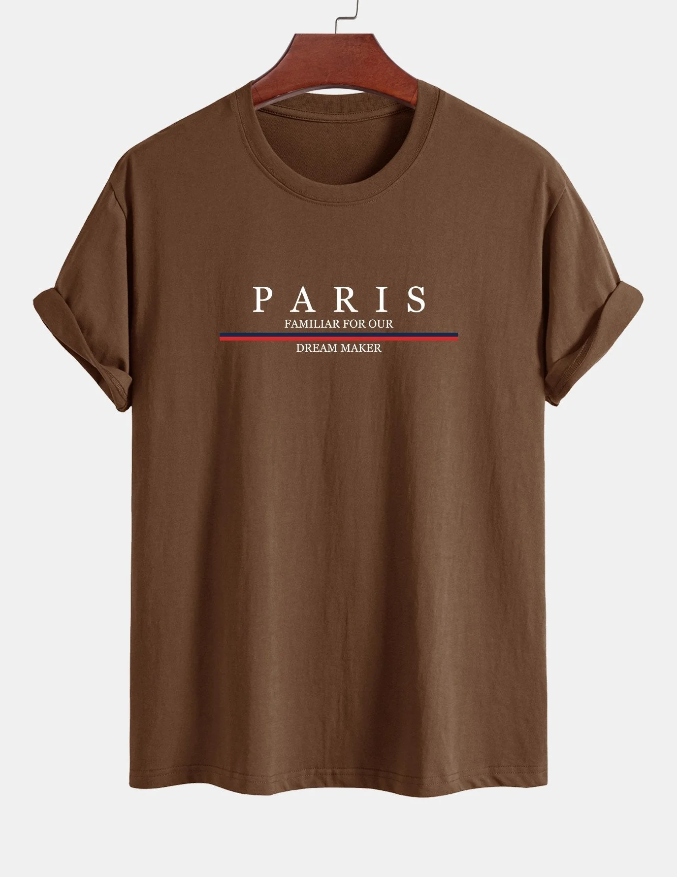 Arcadio® | Stripe Paris Slogan Print Cotton T-Shirt - Image 4