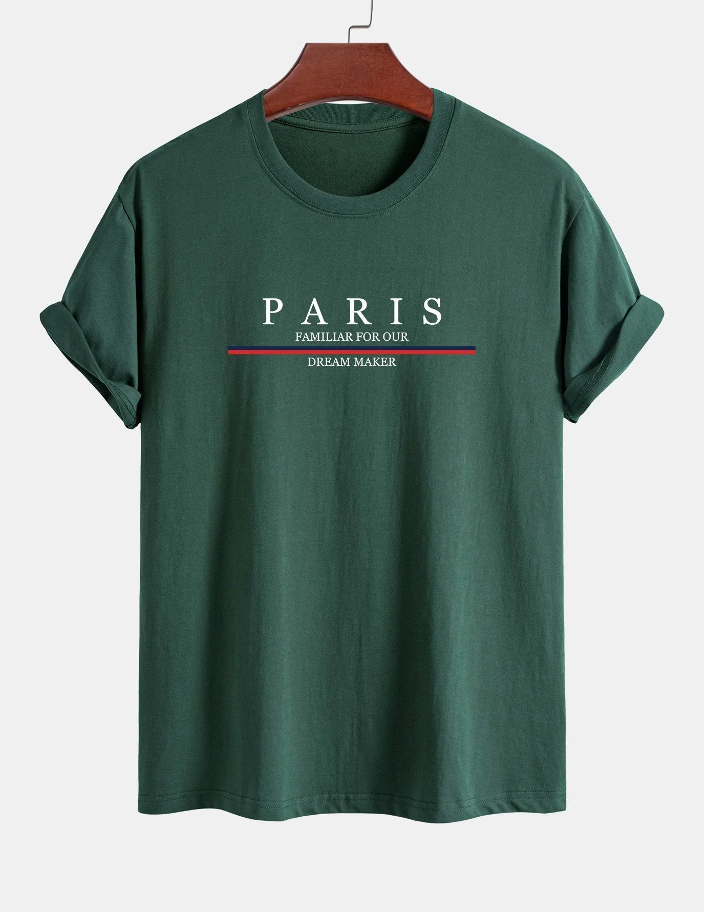 Arcadio® | Stripe Paris Slogan Print Cotton T-Shirt - Image 6