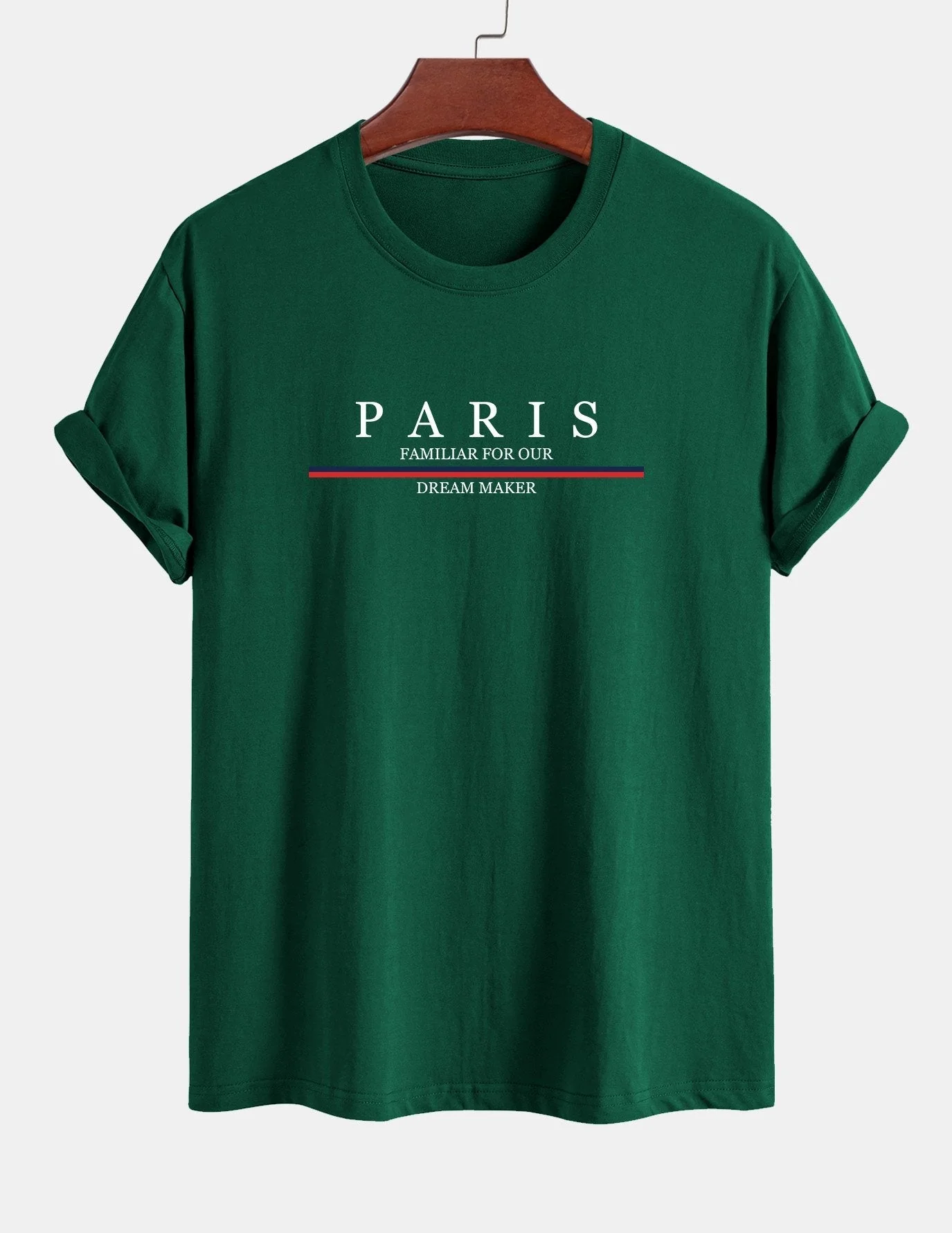 Arcadio® | Stripe Paris Slogan Print Cotton T-Shirt - Image 8