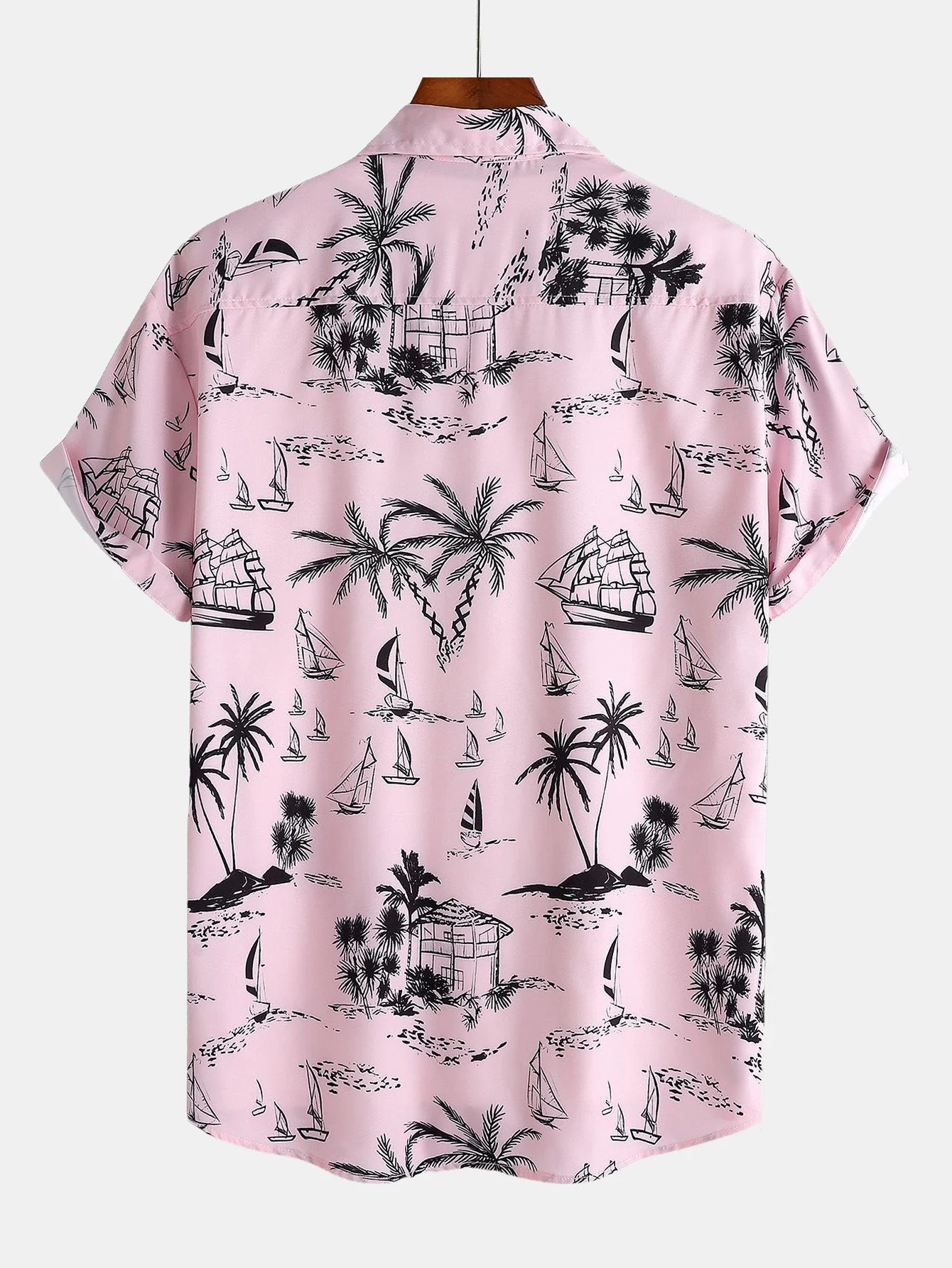 Ardo® | Palm Tree Sailboat Print Button Up Shirt - Image 2