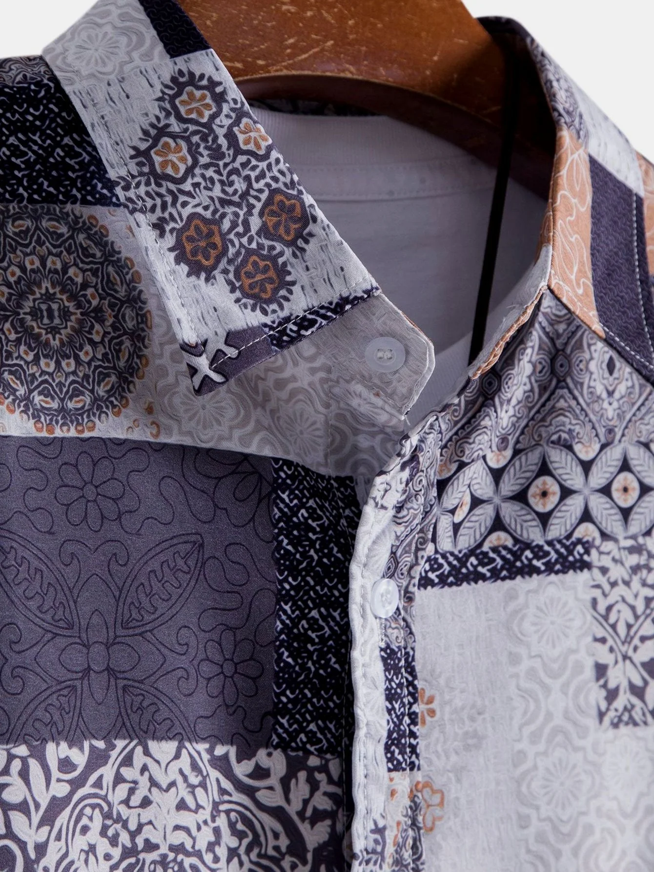 Ardon® | Tile Patchwork Print Button Up Shirt - Image 4
