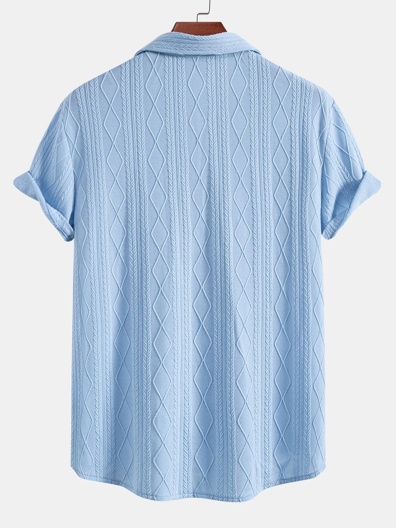 Arens® | Knitted Geometric Rhombus Jacquard Button Up Shirt - Image 2