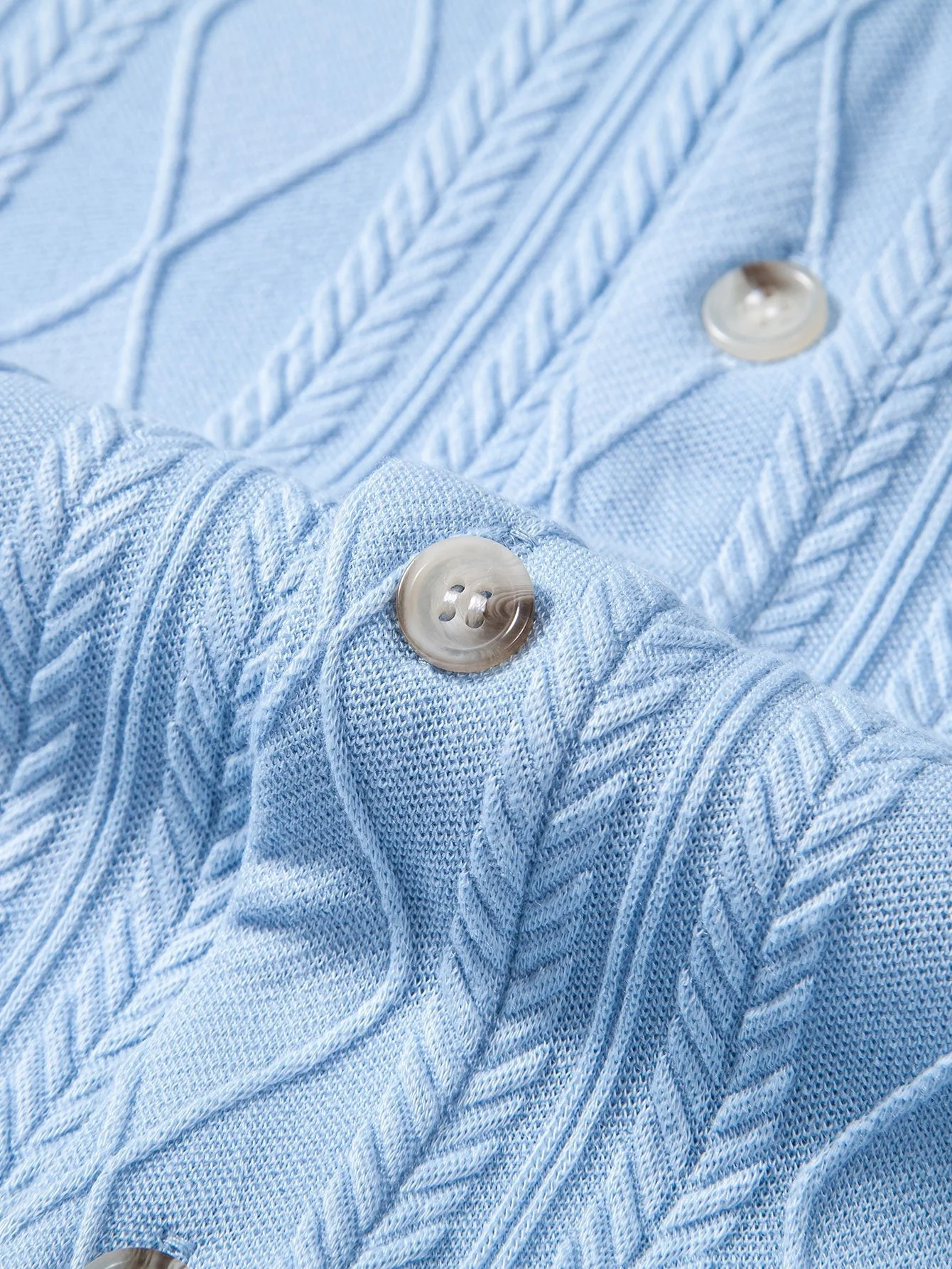 Arens® | Knitted Geometric Rhombus Jacquard Button Up Shirt - Image 8