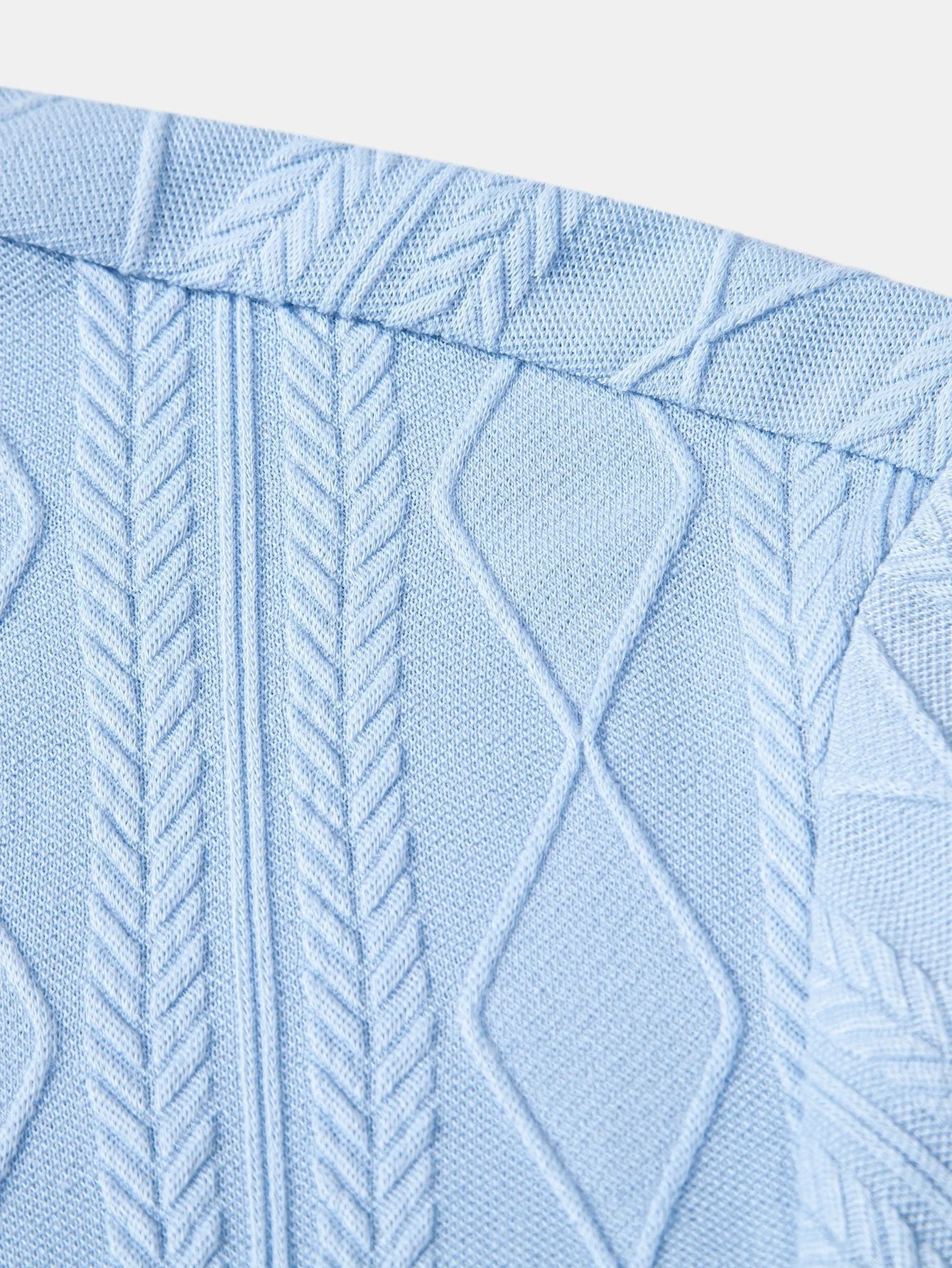 Arens® | Knitted Geometric Rhombus Jacquard Button Up Shirt - Image 9