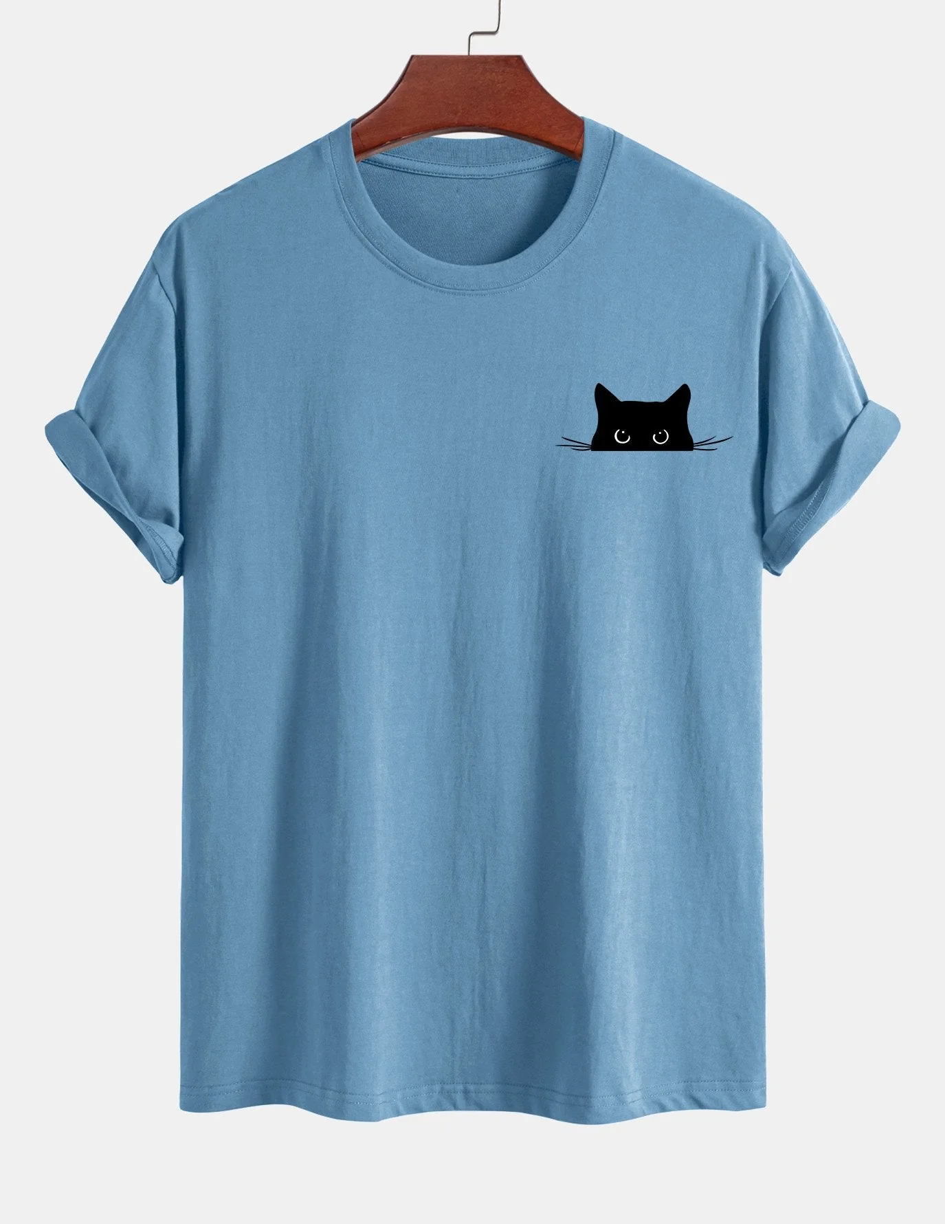 Ariel® | Black Cat Print Cotton T-Shirt - Image 9