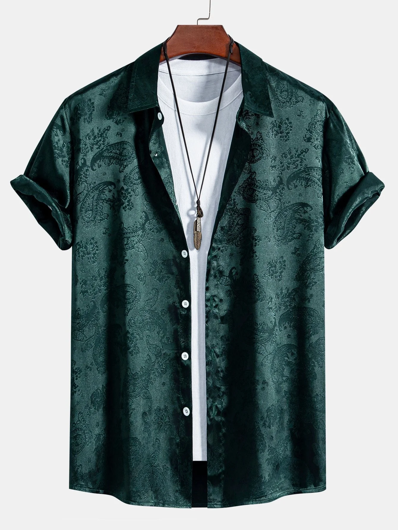 Arien® | Paisley Print Satin Shirt - Image 3