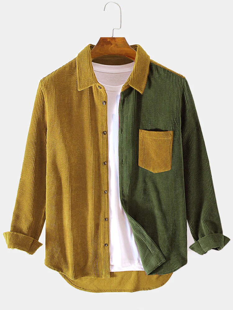 Arin® | Corduroy Patchwork Long Sleeve Shirts - Image 2