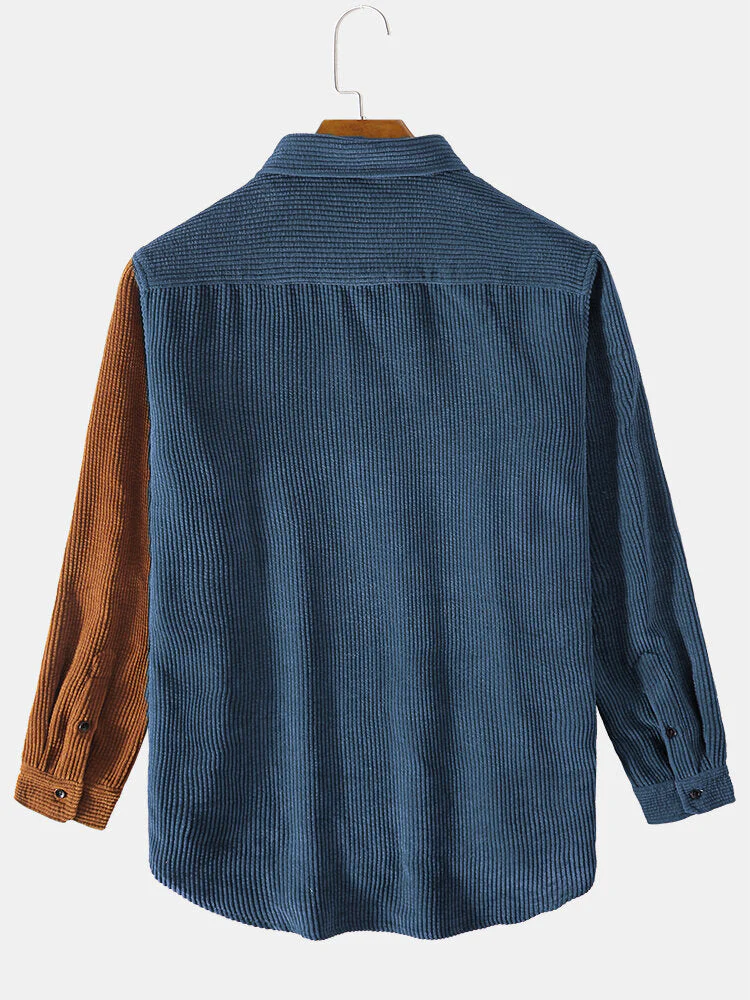 Arin® | Corduroy Patchwork Long Sleeve Shirts - Image 3