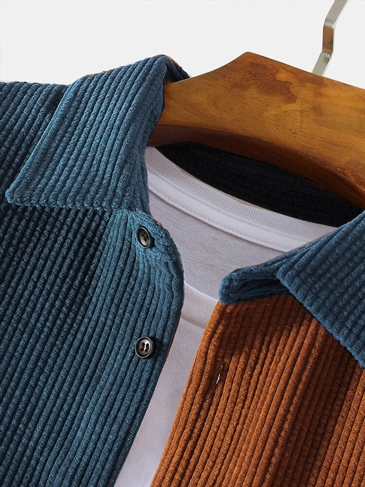 Arin® | Corduroy Patchwork Long Sleeve Shirts - Image 4