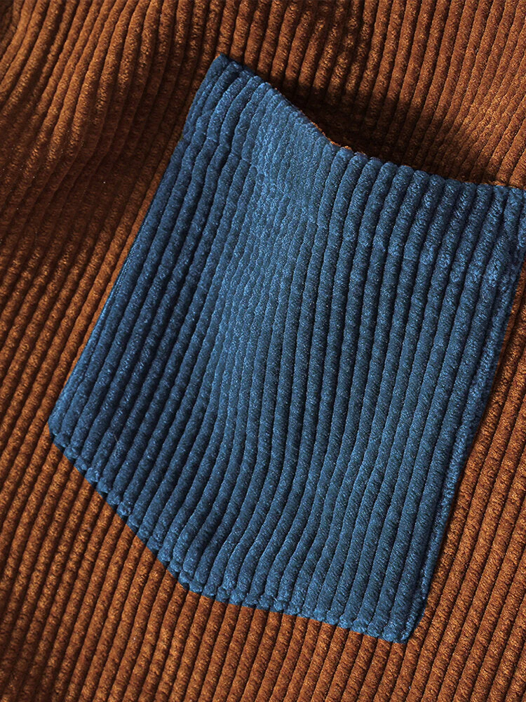 Arin® | Corduroy Patchwork Long Sleeve Shirts - Image 5