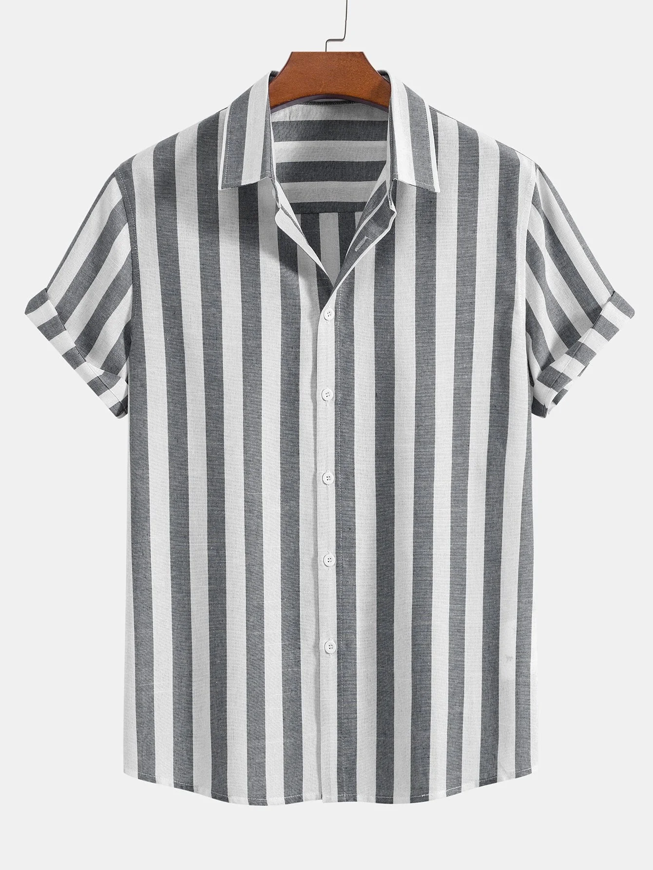 Arion® | Striped Cotton Blend Button Up Shirt - Image 3