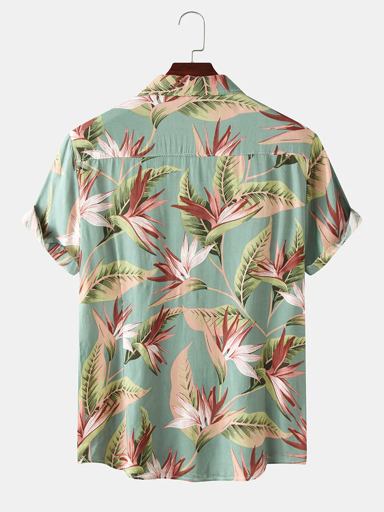 Aristedes® | Oil Print Leaf Short Sleeve Shirts - Image 2