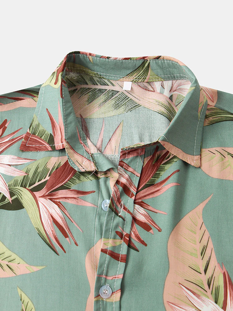 Aristedes® | Oil Print Leaf Short Sleeve Shirts - Image 3