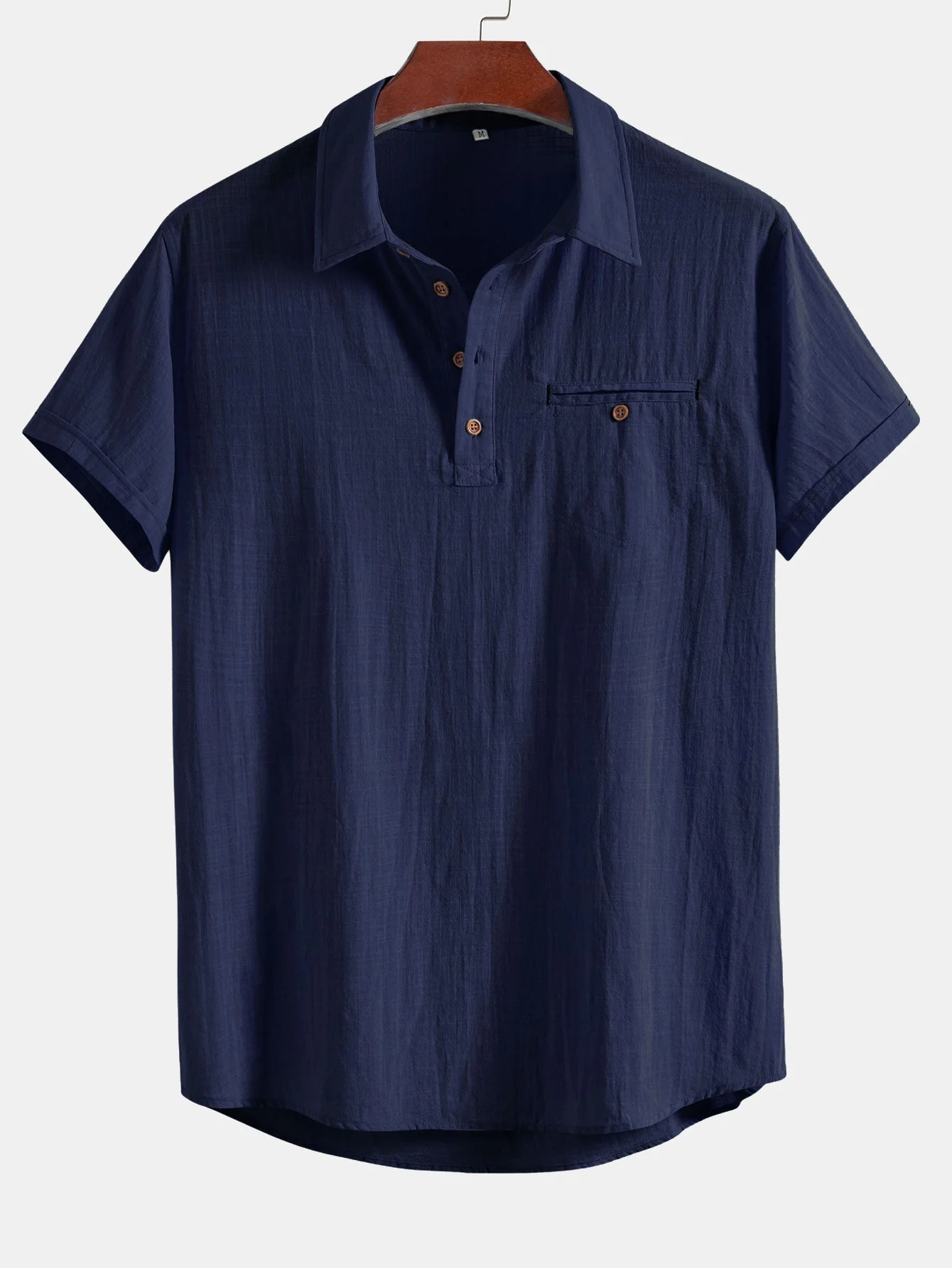 Aristides® | Short Sleeve Linen Look Polo Collar Shirt - Image 3