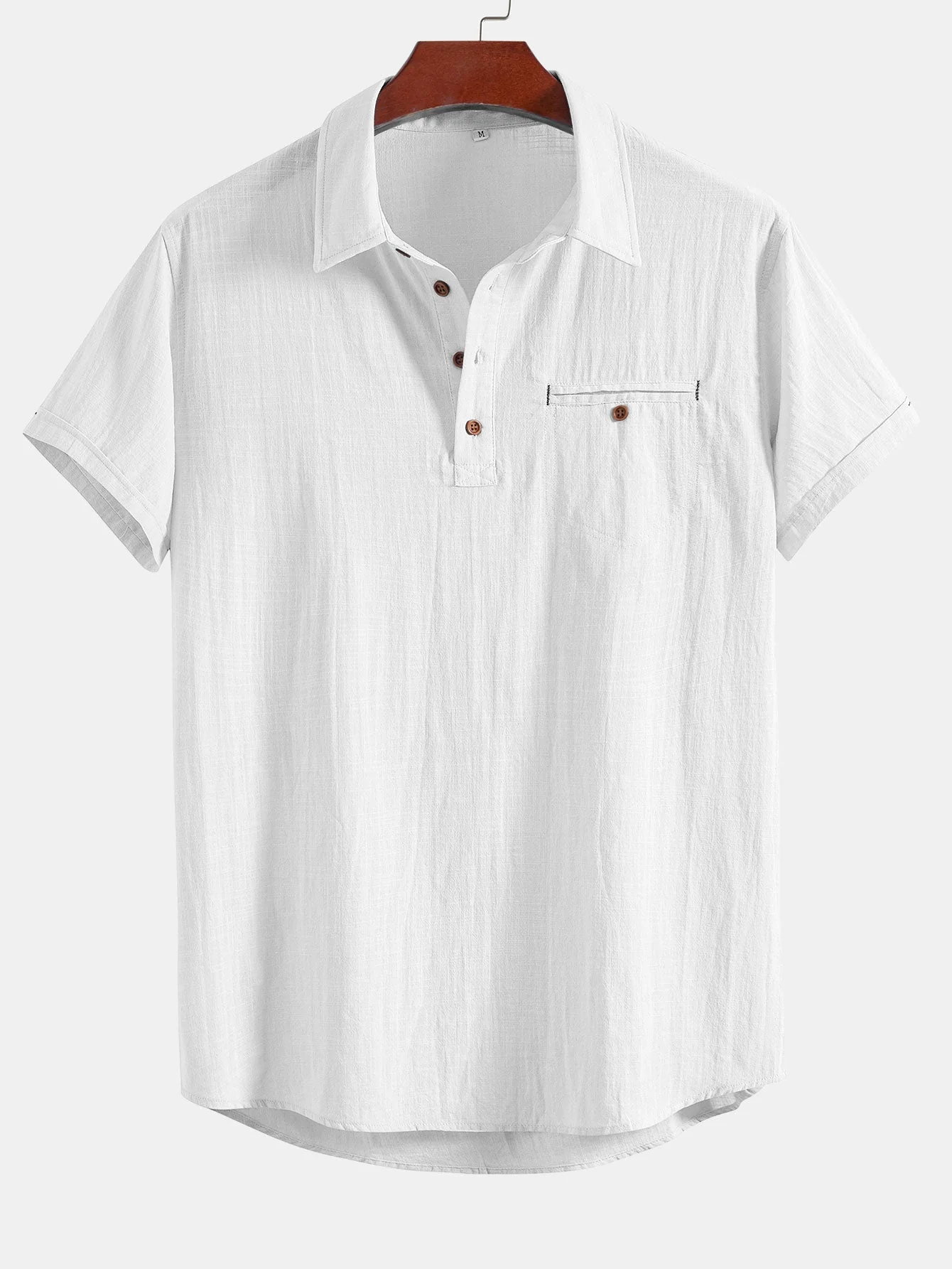 Aristides® | Short Sleeve Linen Look Polo Collar Shirt - Image 5