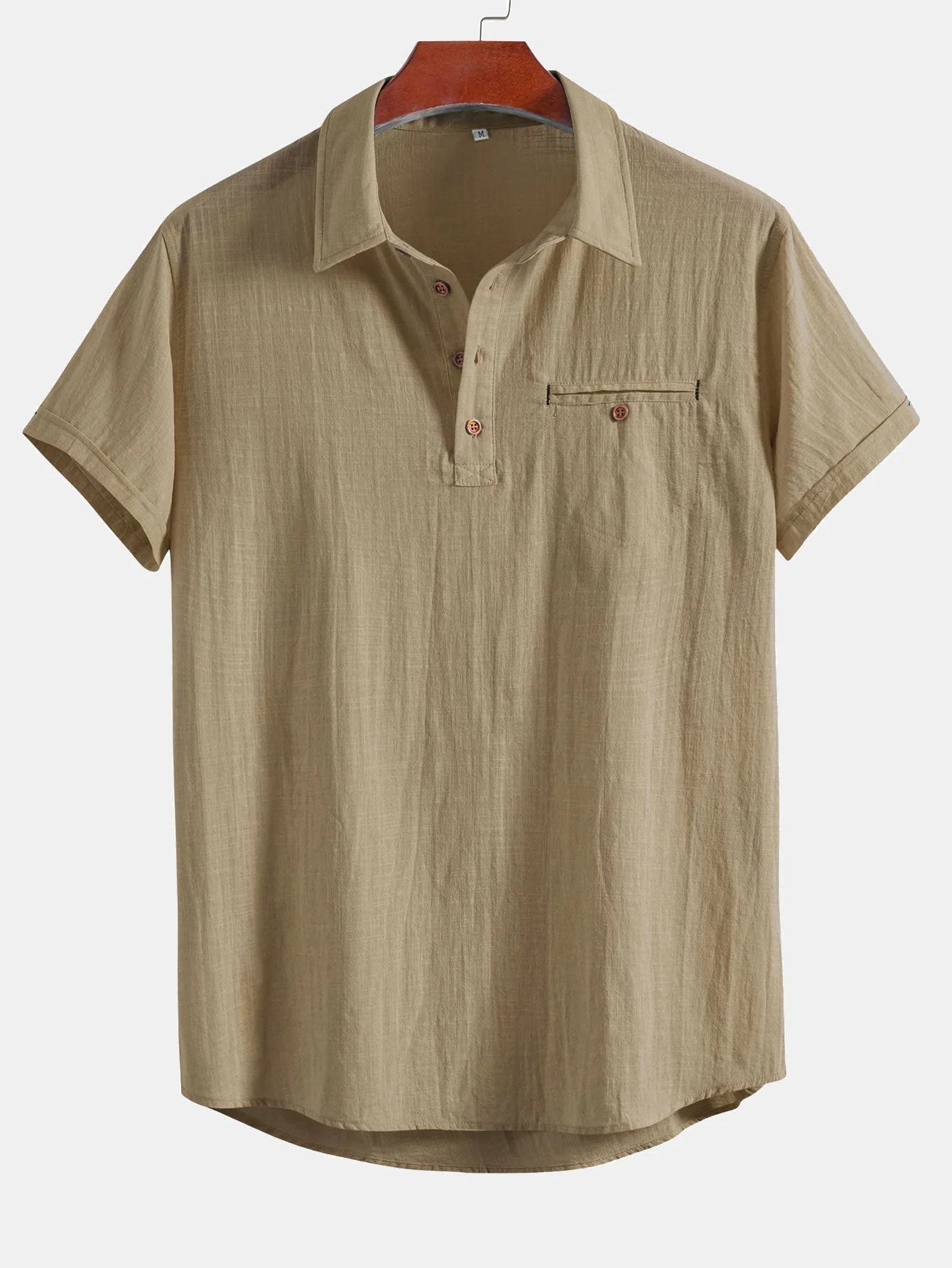 Aristides® | Short Sleeve Linen Look Polo Collar Shirt - Image 9