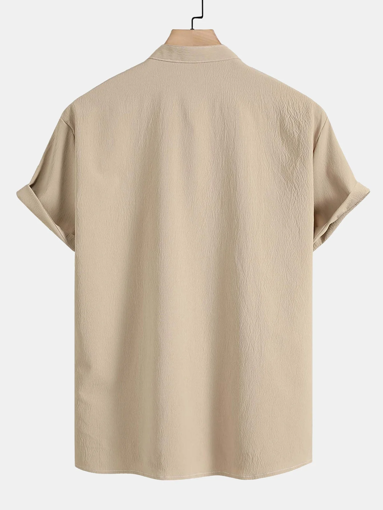 Aristodemo® | Wrinkled Texture Stand Collar Shirt - Image 2
