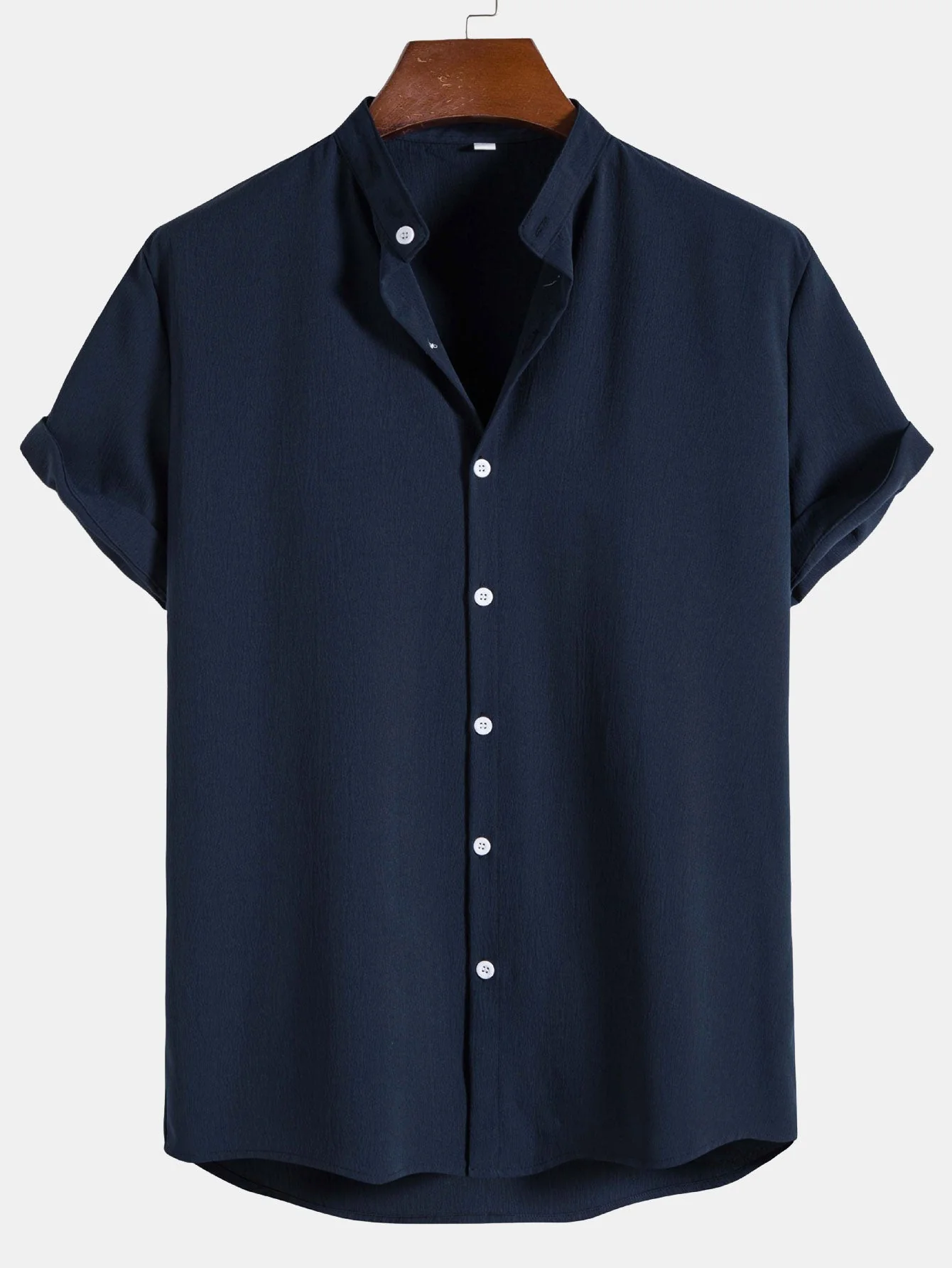 Aristodemo® | Wrinkled Texture Stand Collar Shirt - Image 5