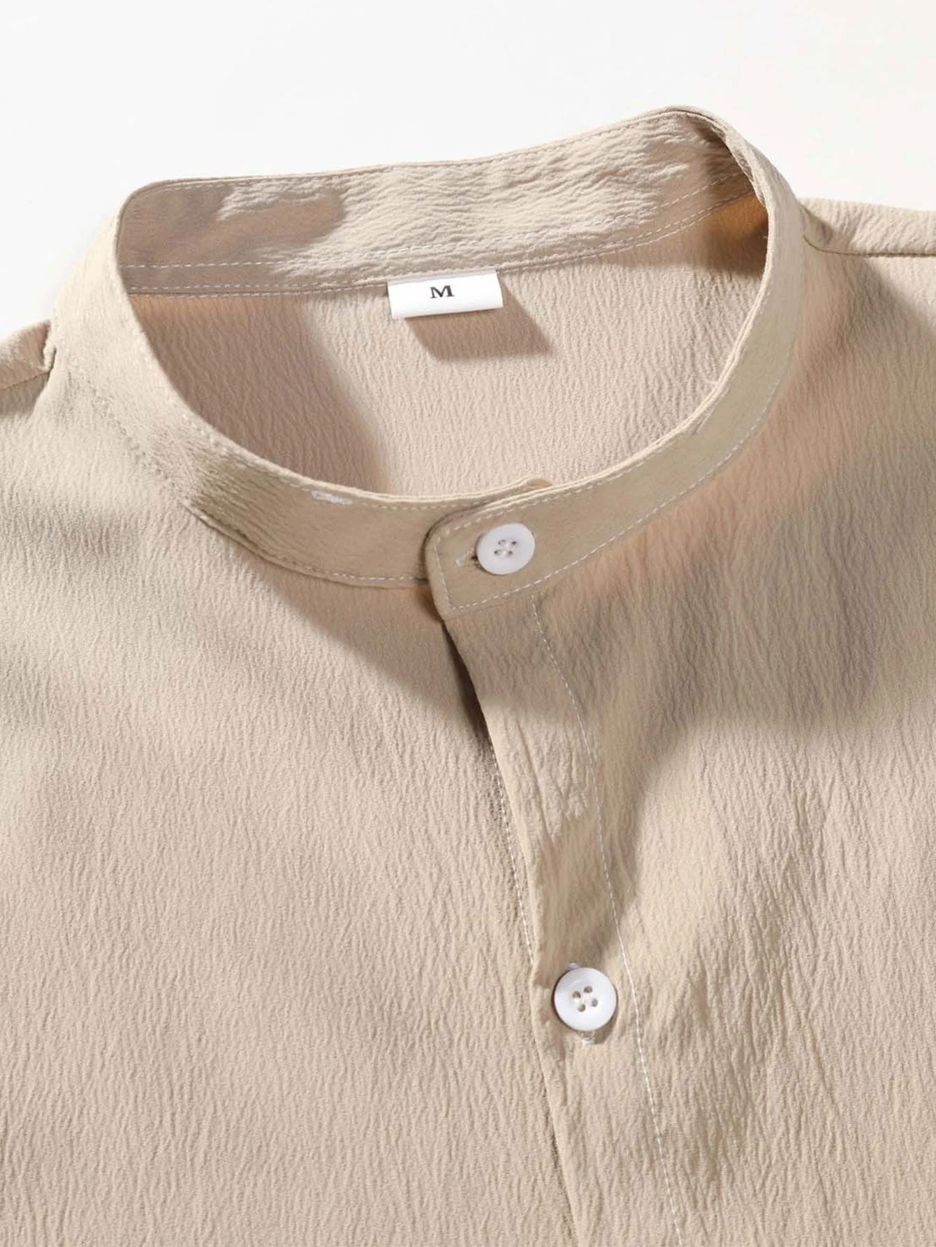 Aristodemo® | Wrinkled Texture Stand Collar Shirt - Image 7