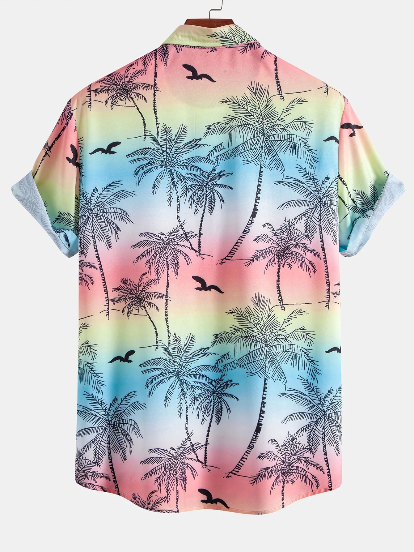 Aristoteles® | Palm Tree Seagull Print Button Up Shirt - Image 2