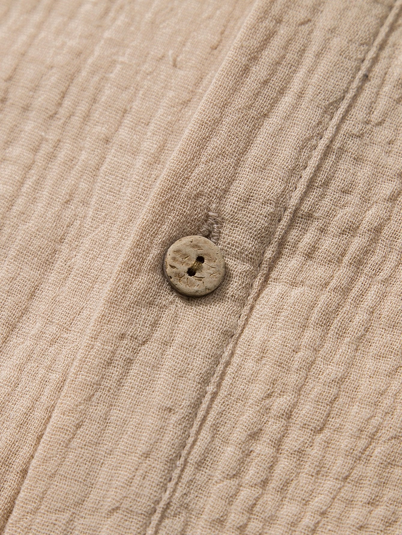 Aritz® | Wrinkled Cotton Half Open Placket Henley Collar Shirt - Image 5