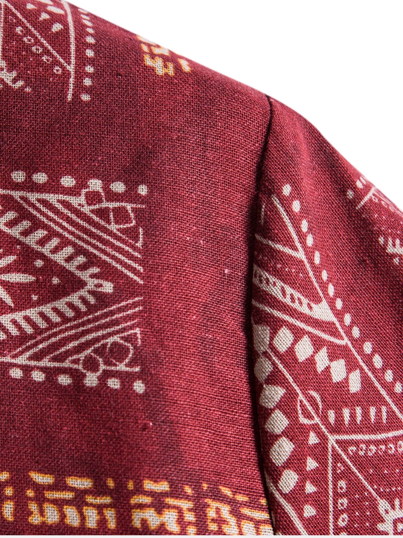 Arkan® | Tribal Geometric Print Henry Collar Shirt - Image 4