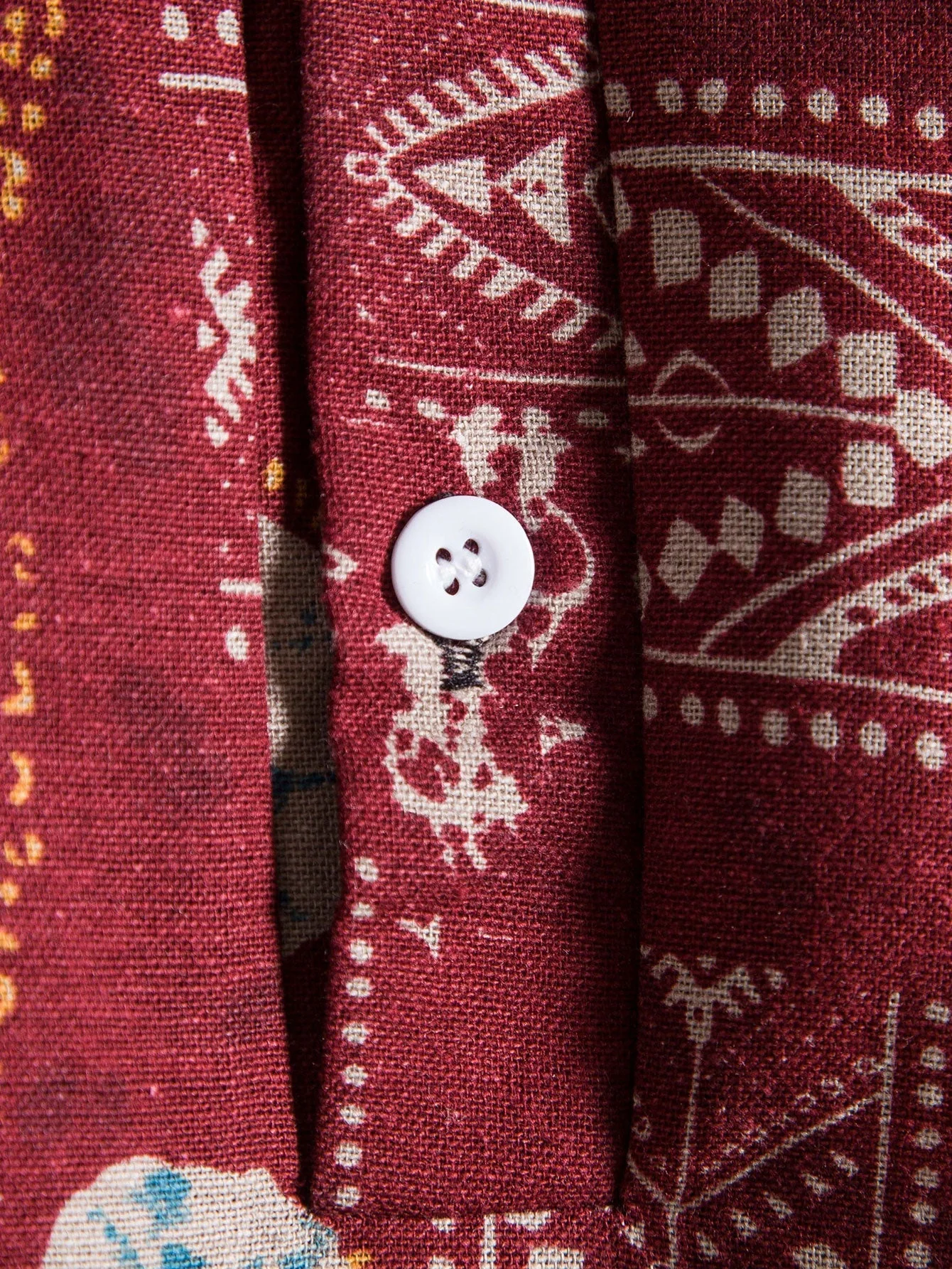 Arkan® | Tribal Geometric Print Henry Collar Shirt - Image 5