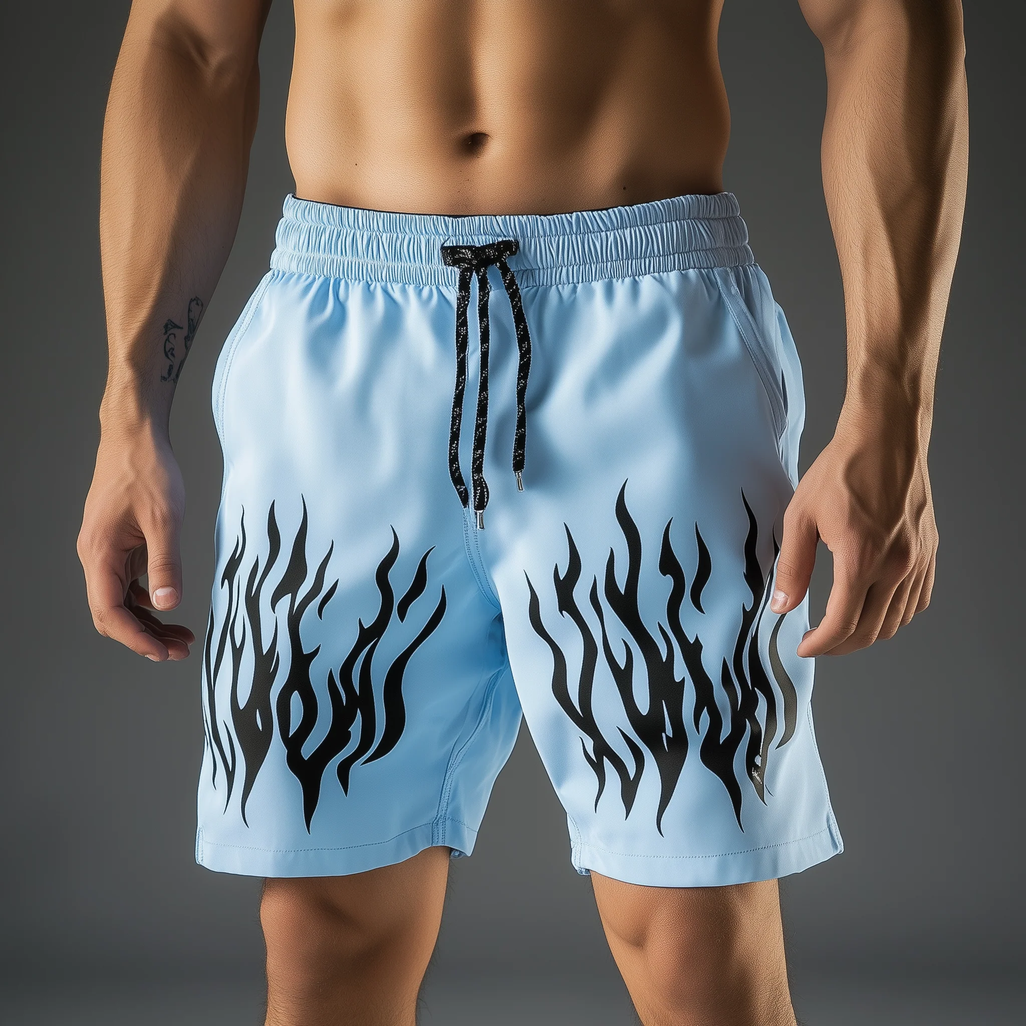Armand | Men'S Summer Fashion Flame Print Cotton Blend Sports Shorts - Image 4