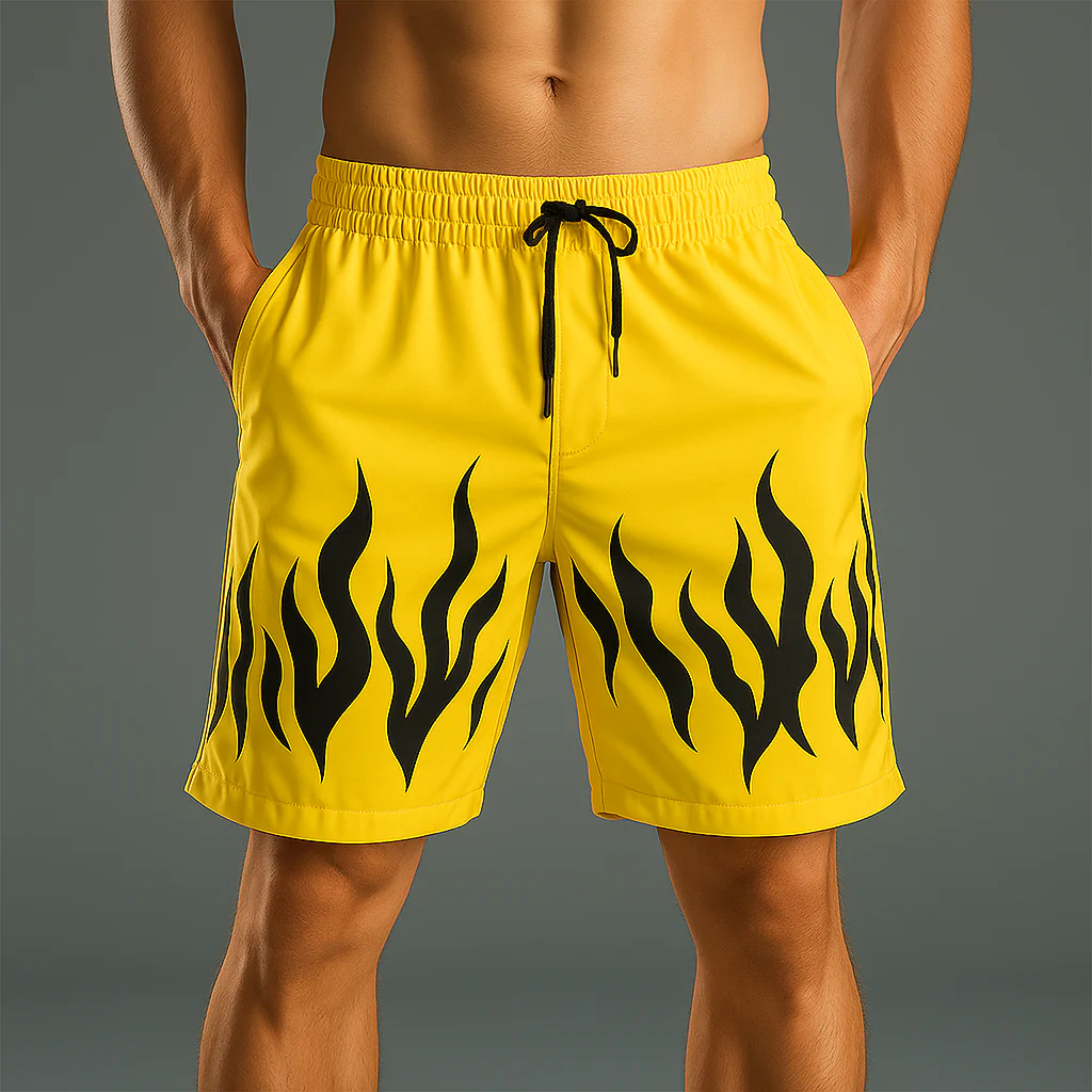 Armand | Men'S Summer Fashion Flame Print Cotton Blend Sports Shorts - Image 5